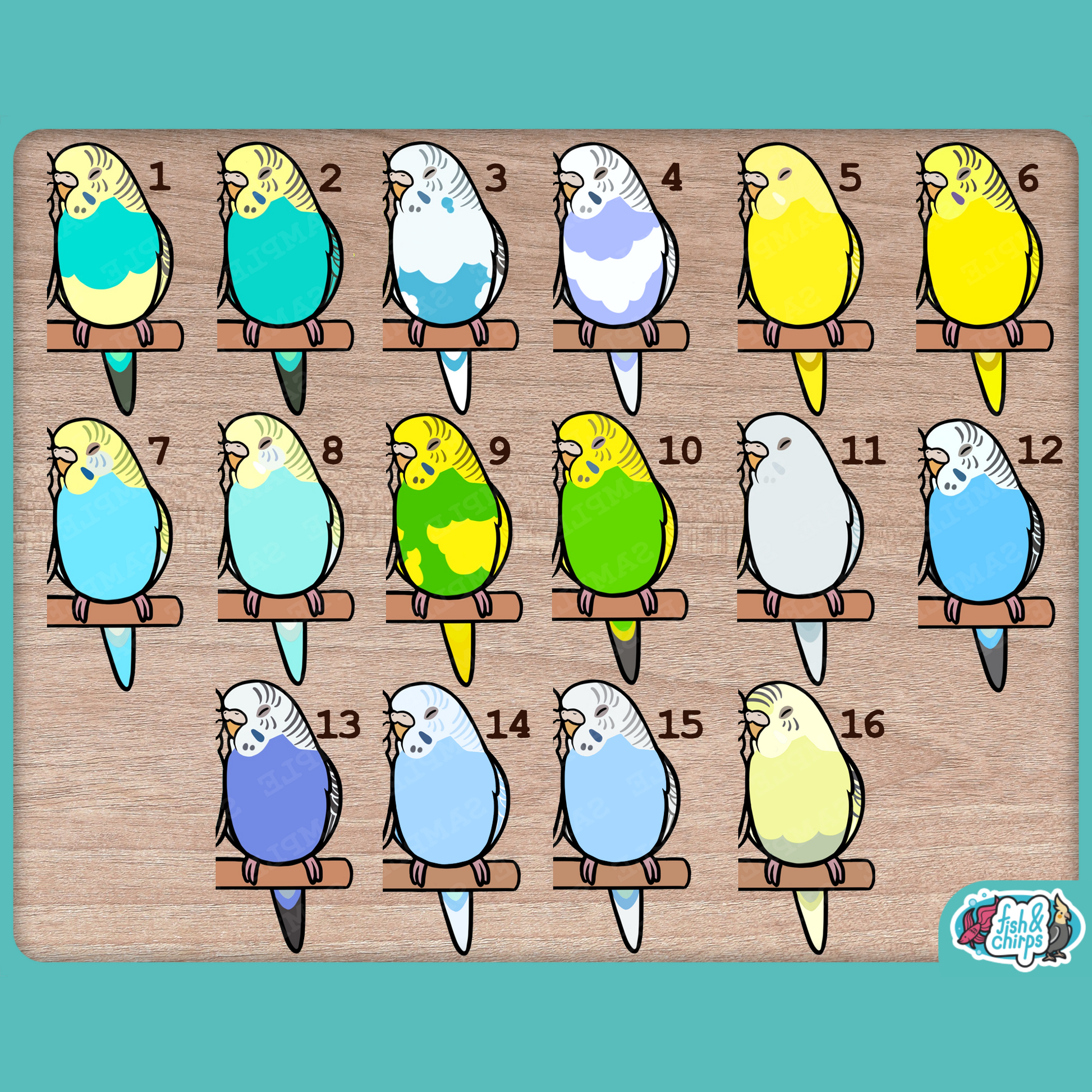 Custom Budgie Pair Stickers