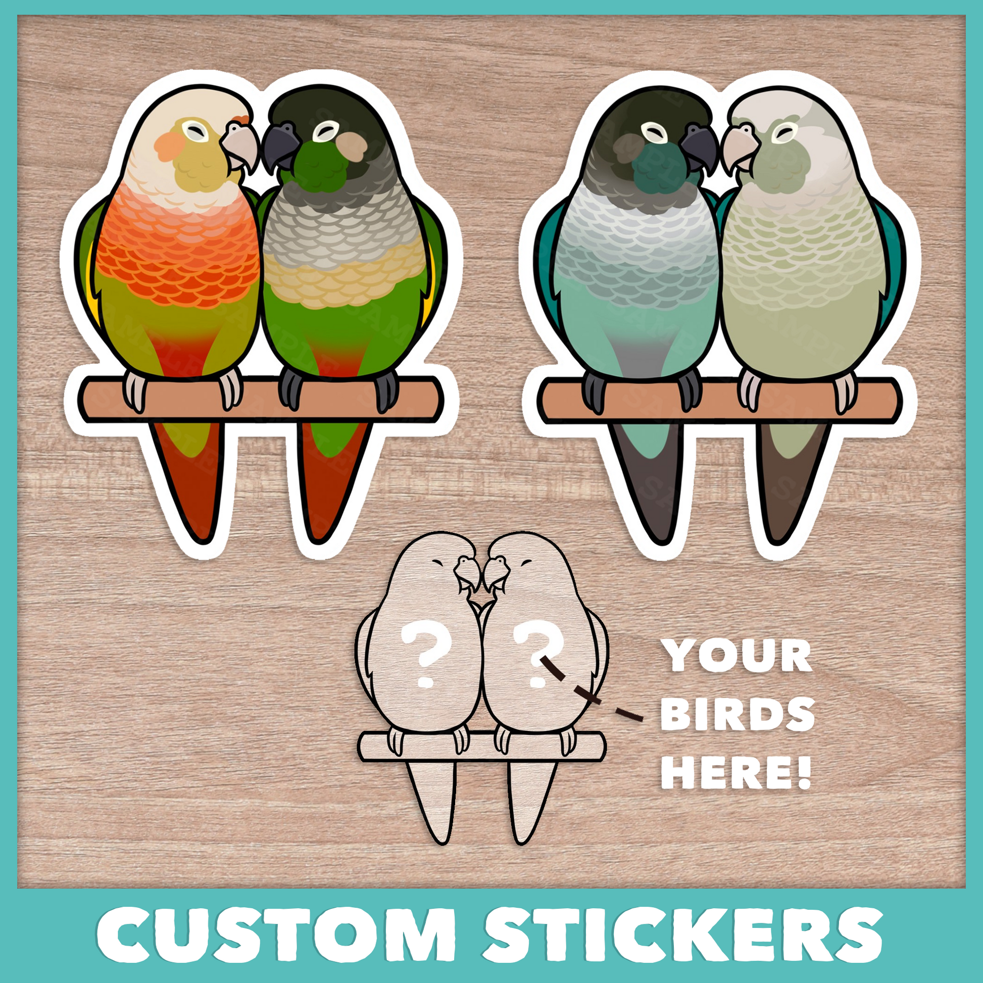 Conure (Pyrhurra) Custom Pair Stickers