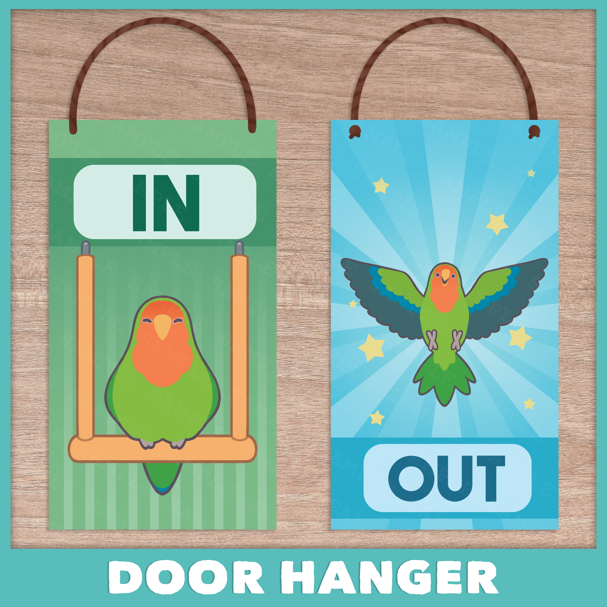 In/Out of Cage Door Hanger (Lovebird) - 2025 Version!