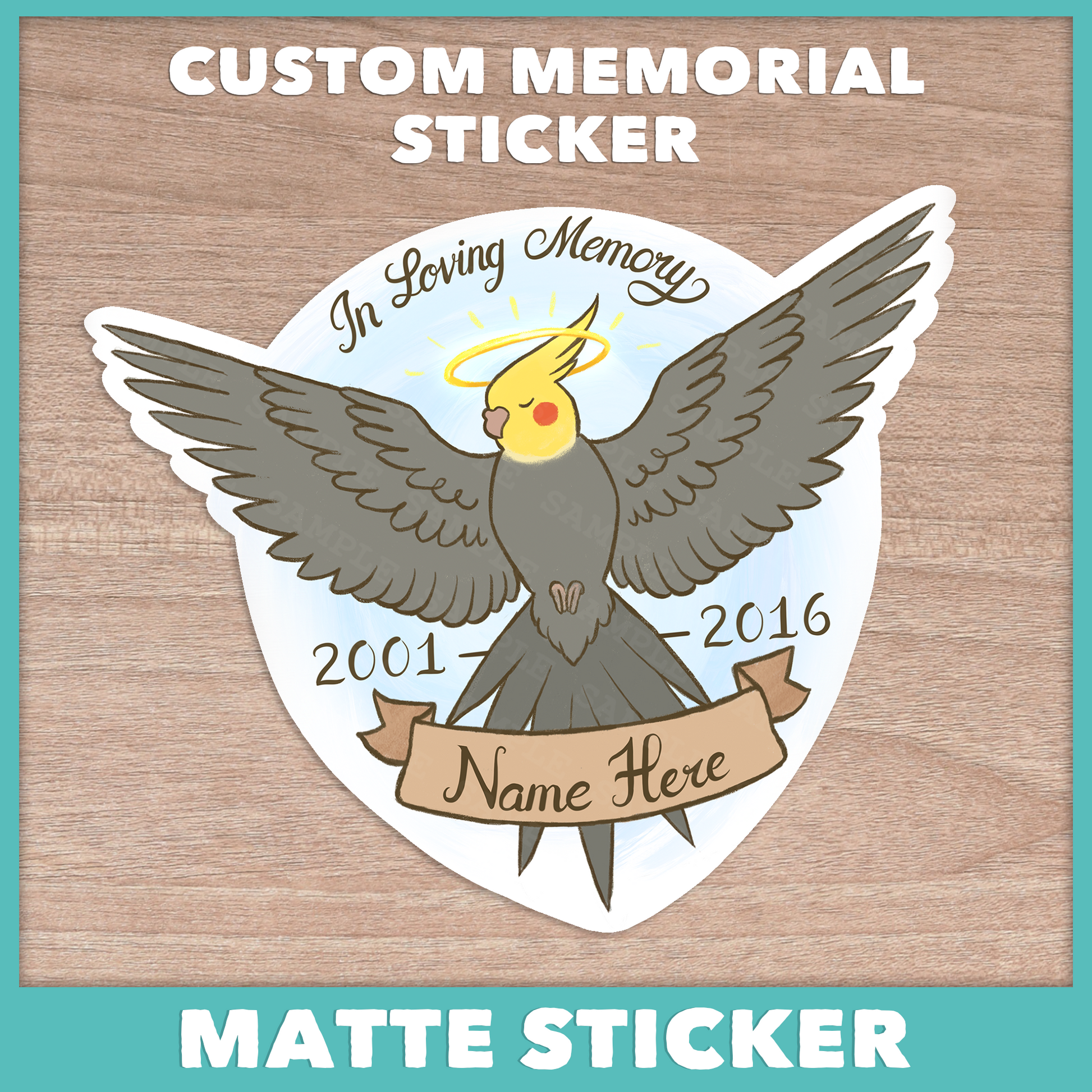 Cockatiel Memorial Sticker