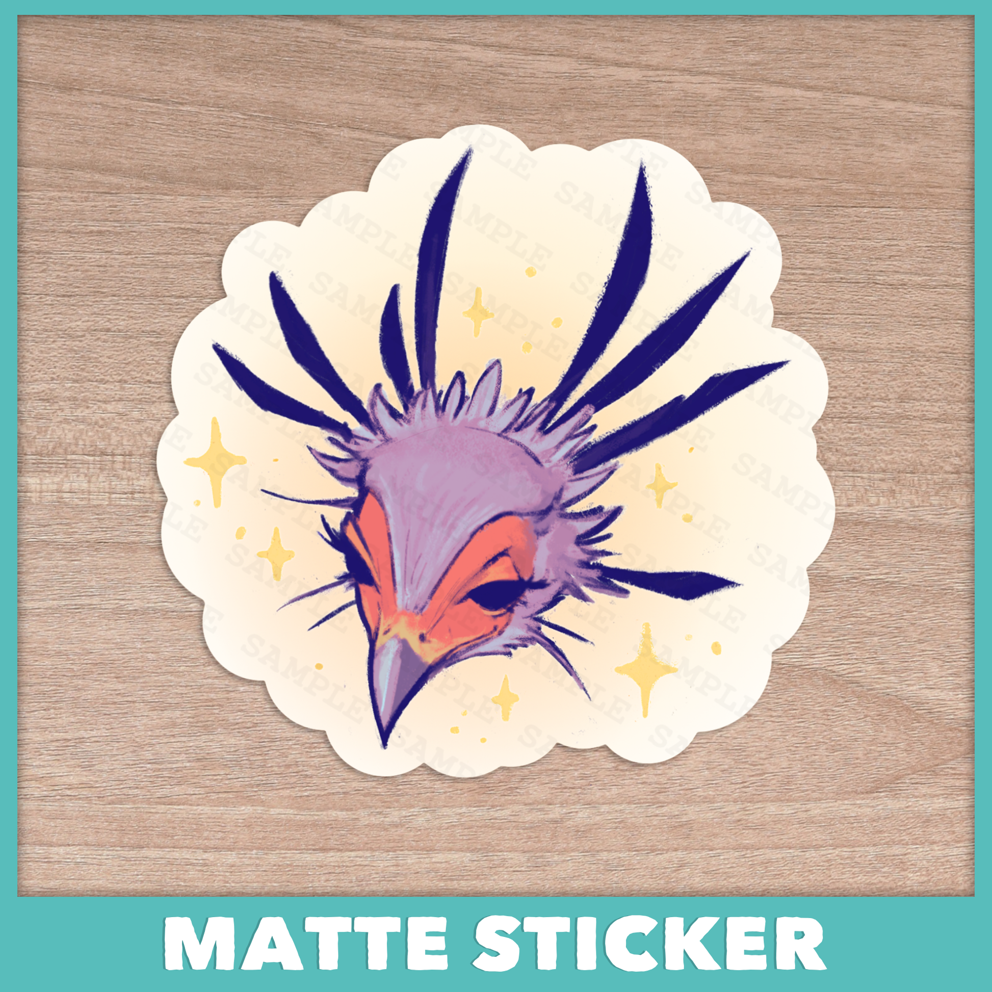 Secretary Bird Eyelashes Sticker