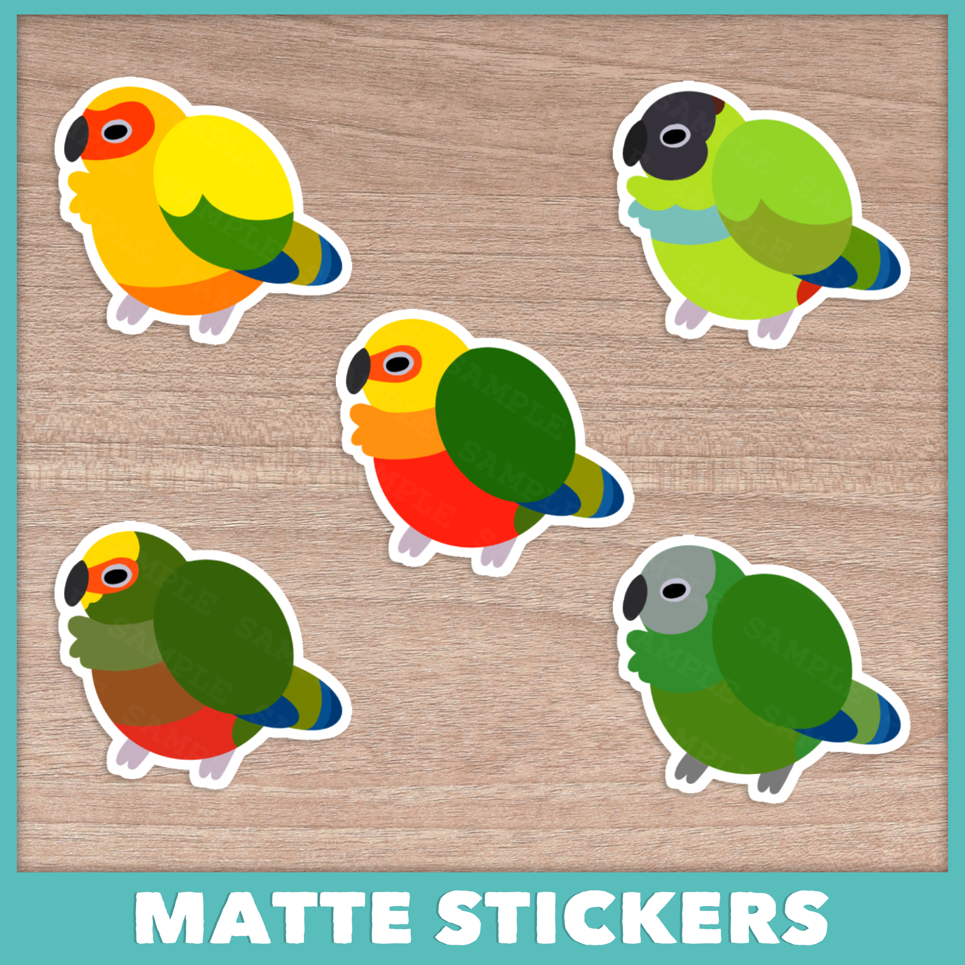 Conure Fluffballs (Aratinga) Stickers