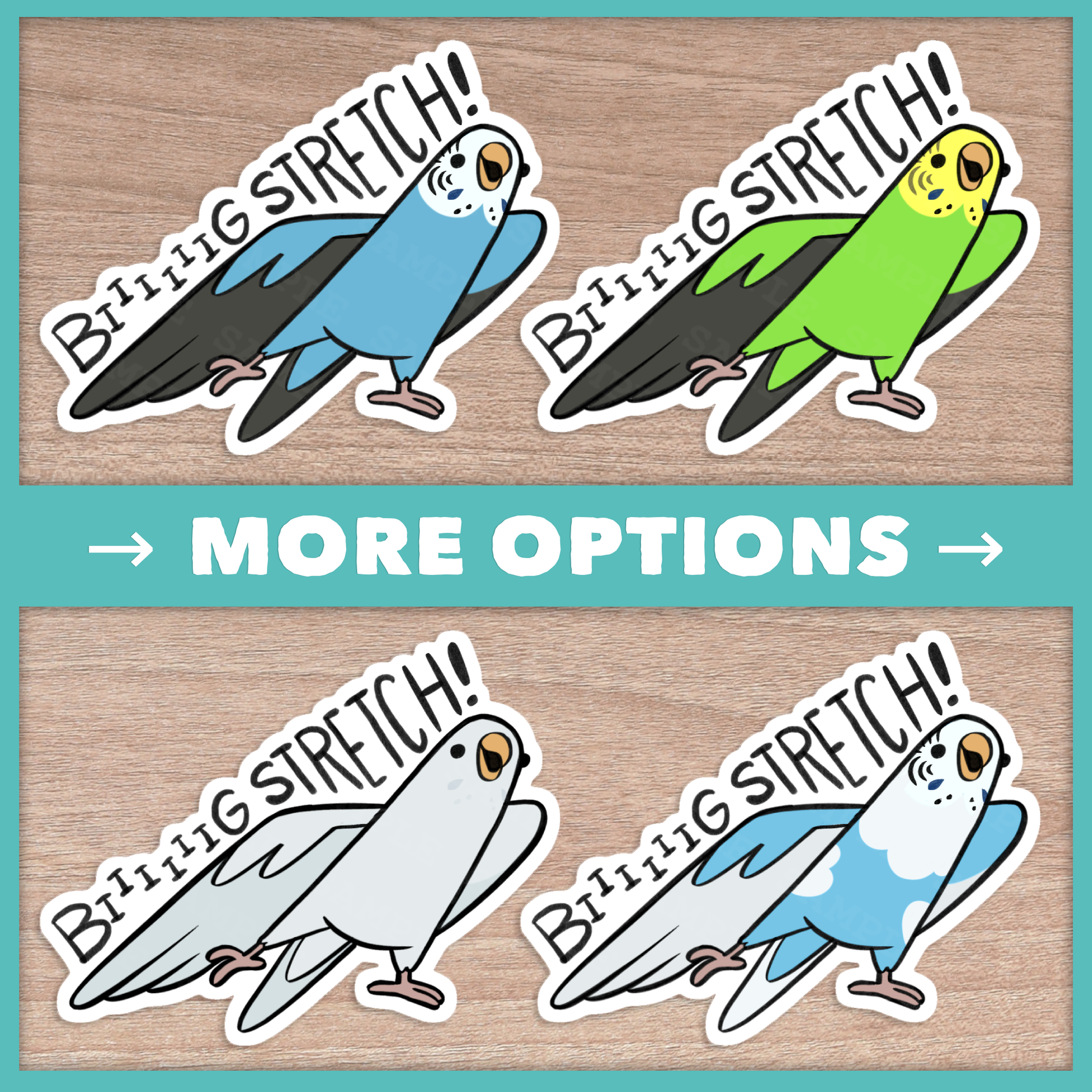 Big Stretch Budgie Stickers