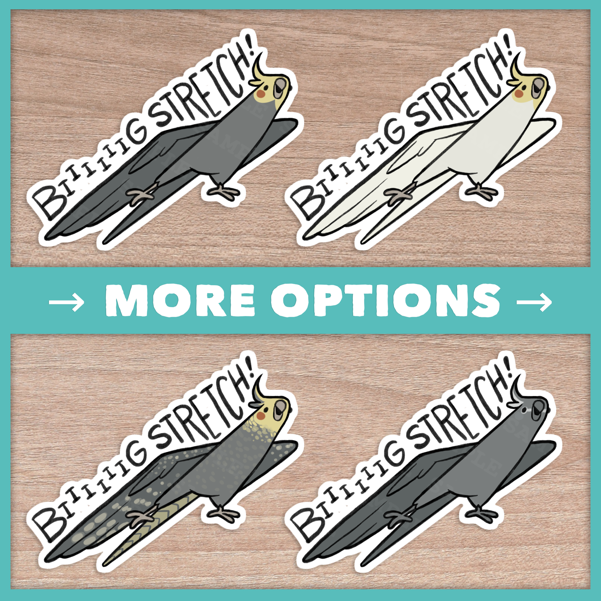 Big Stretch Cockatiel Stickers
