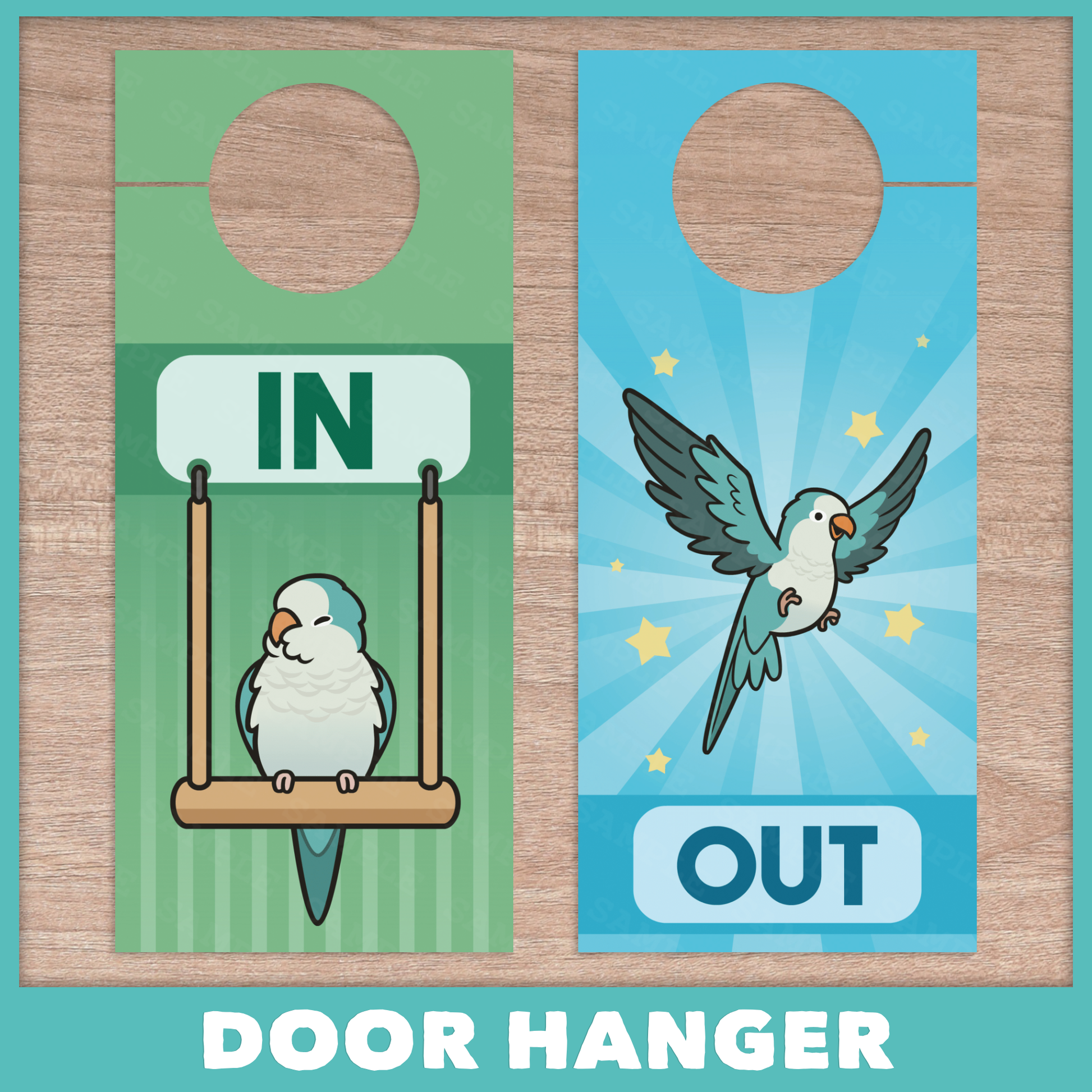 In/Out of Cage Door Hanger (Blue Quaker)