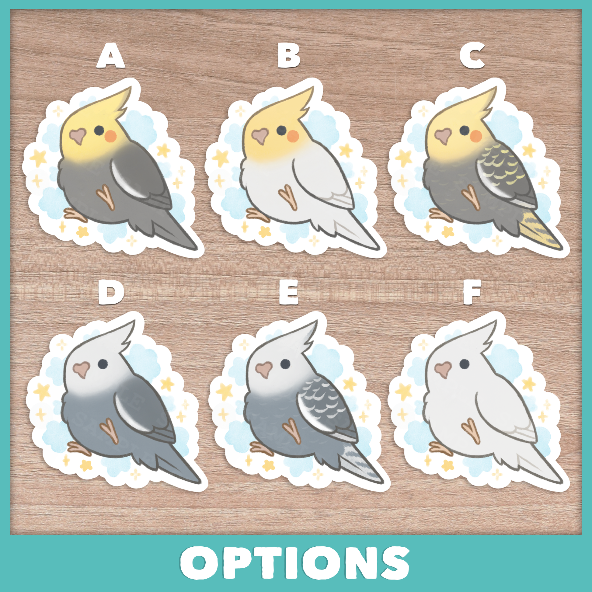 Cloudy Cockatiel Stickers