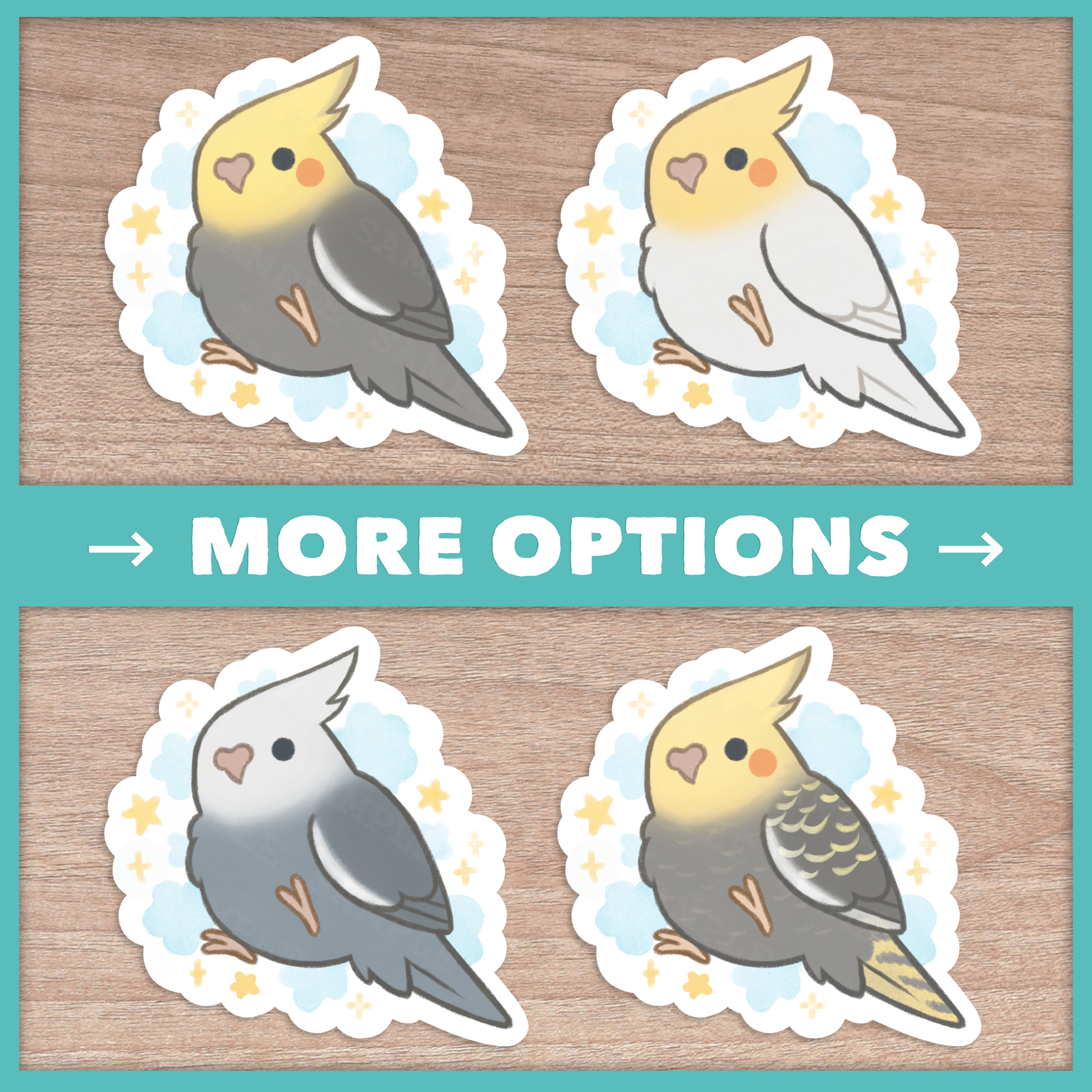 Cloudy Cockatiel Stickers