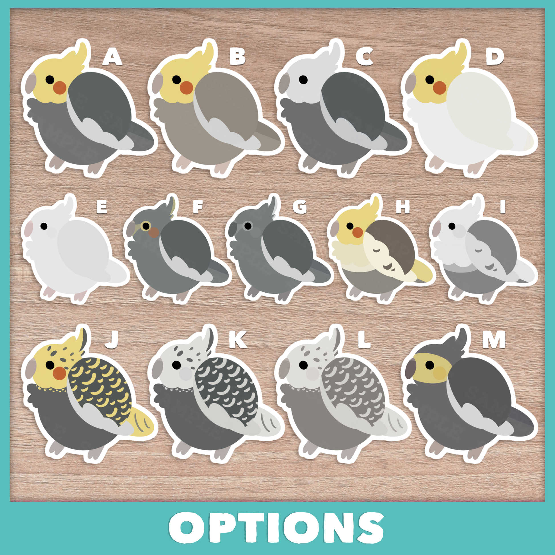 Cockatiel Fluffballs Stickers