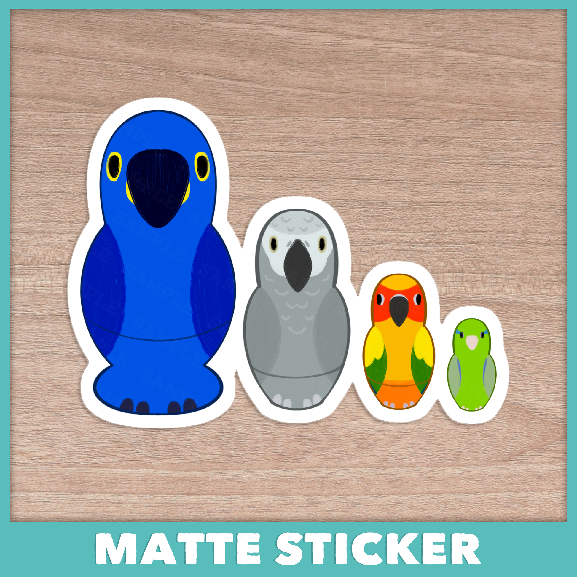 Nesting Doll Parrots Sticker