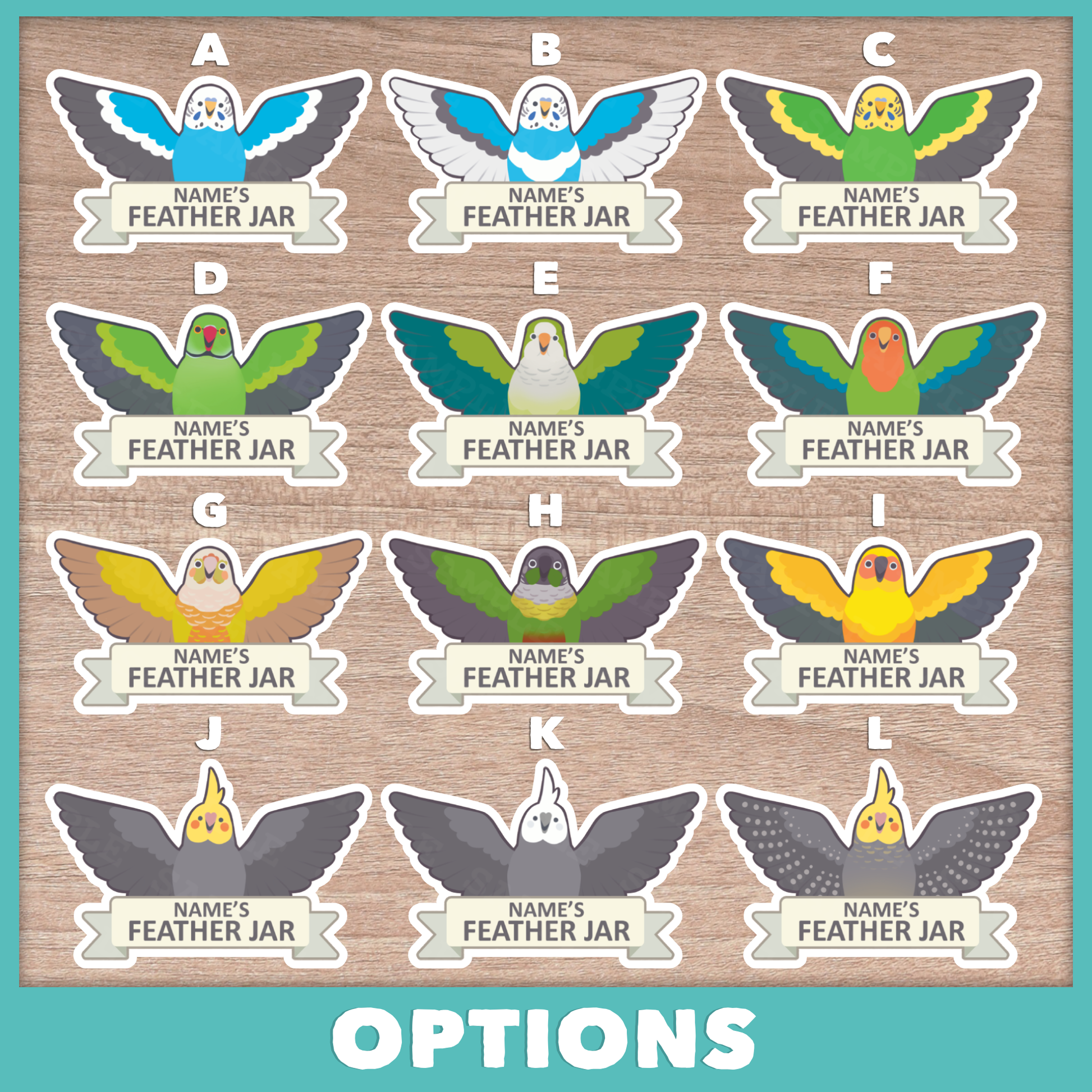 Custom Feather Jar Sticker for Parrots