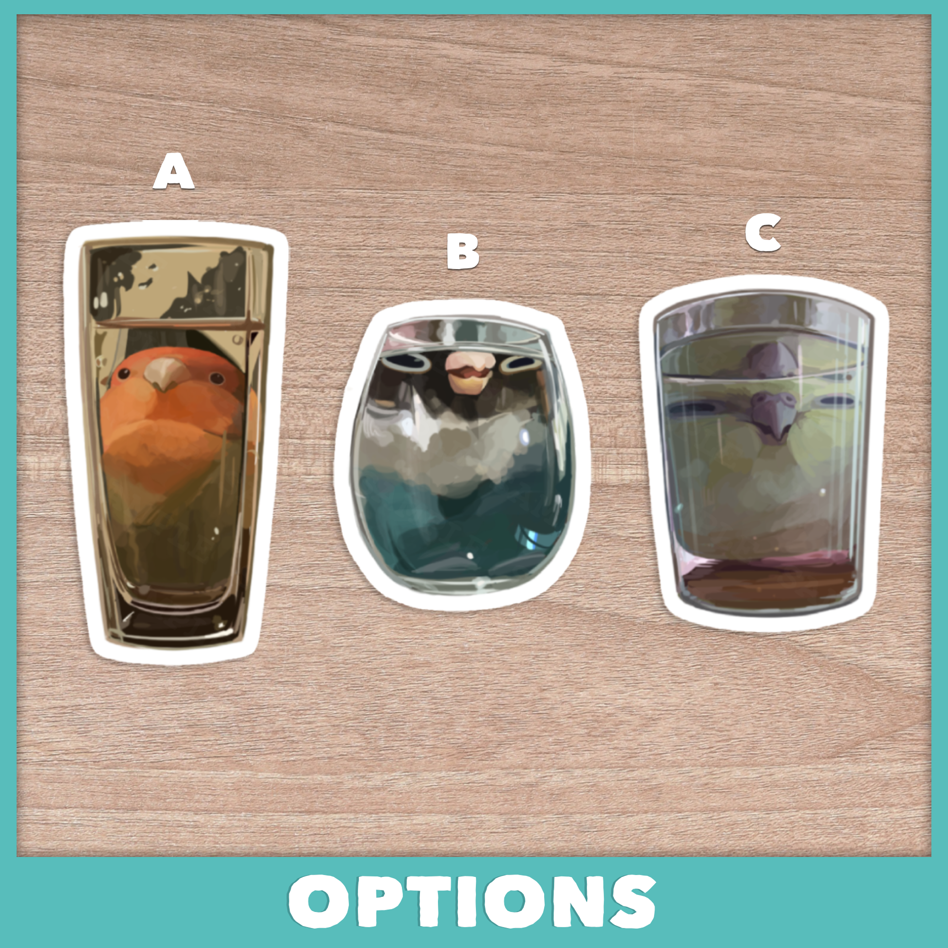 Distorted Glass Birds Stickers