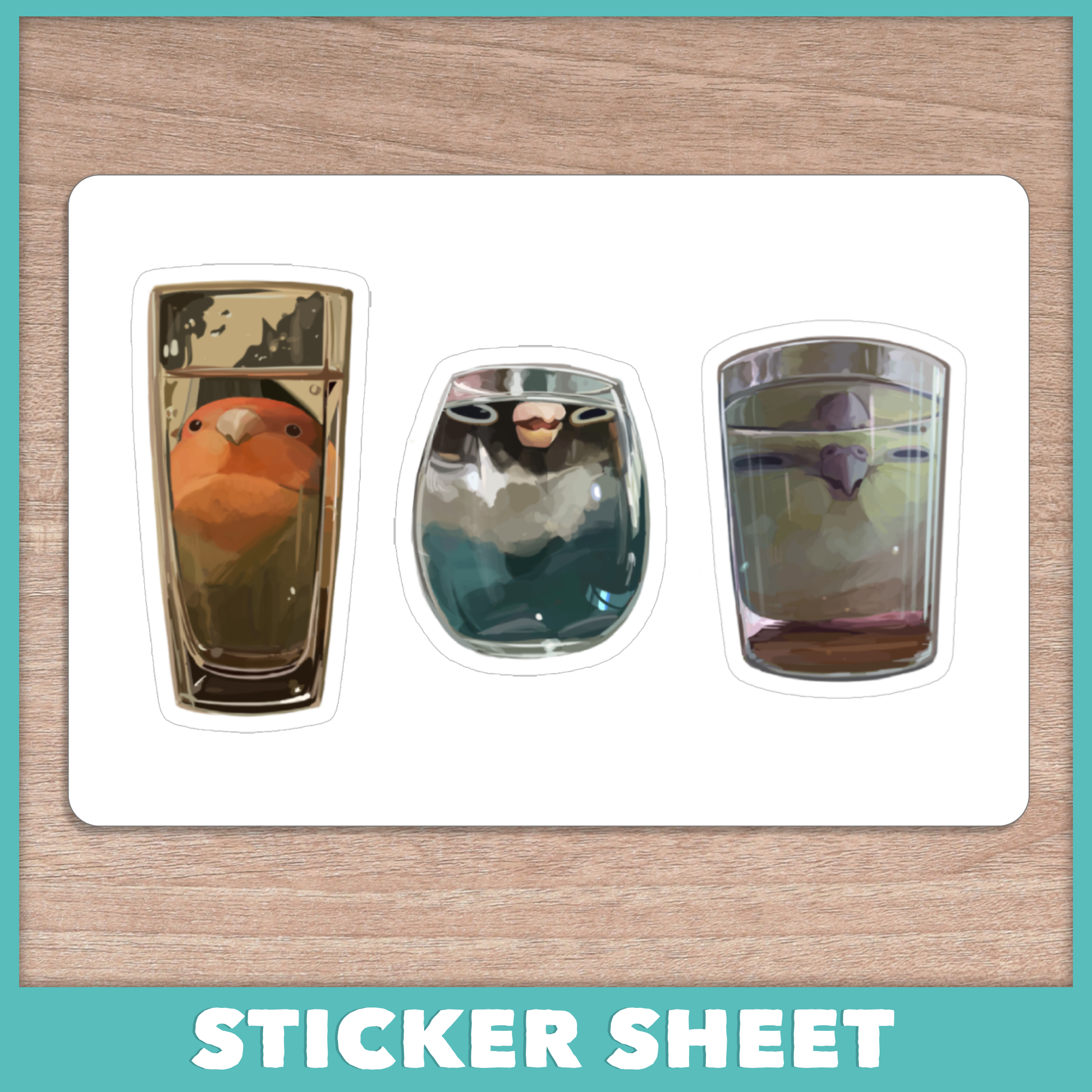 Distorted Glass Birds Sticker Sheet