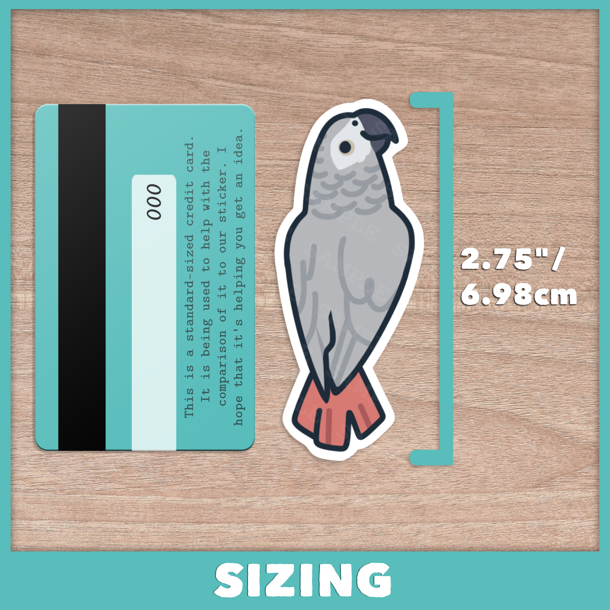 African Grey Tail Fan Stickers