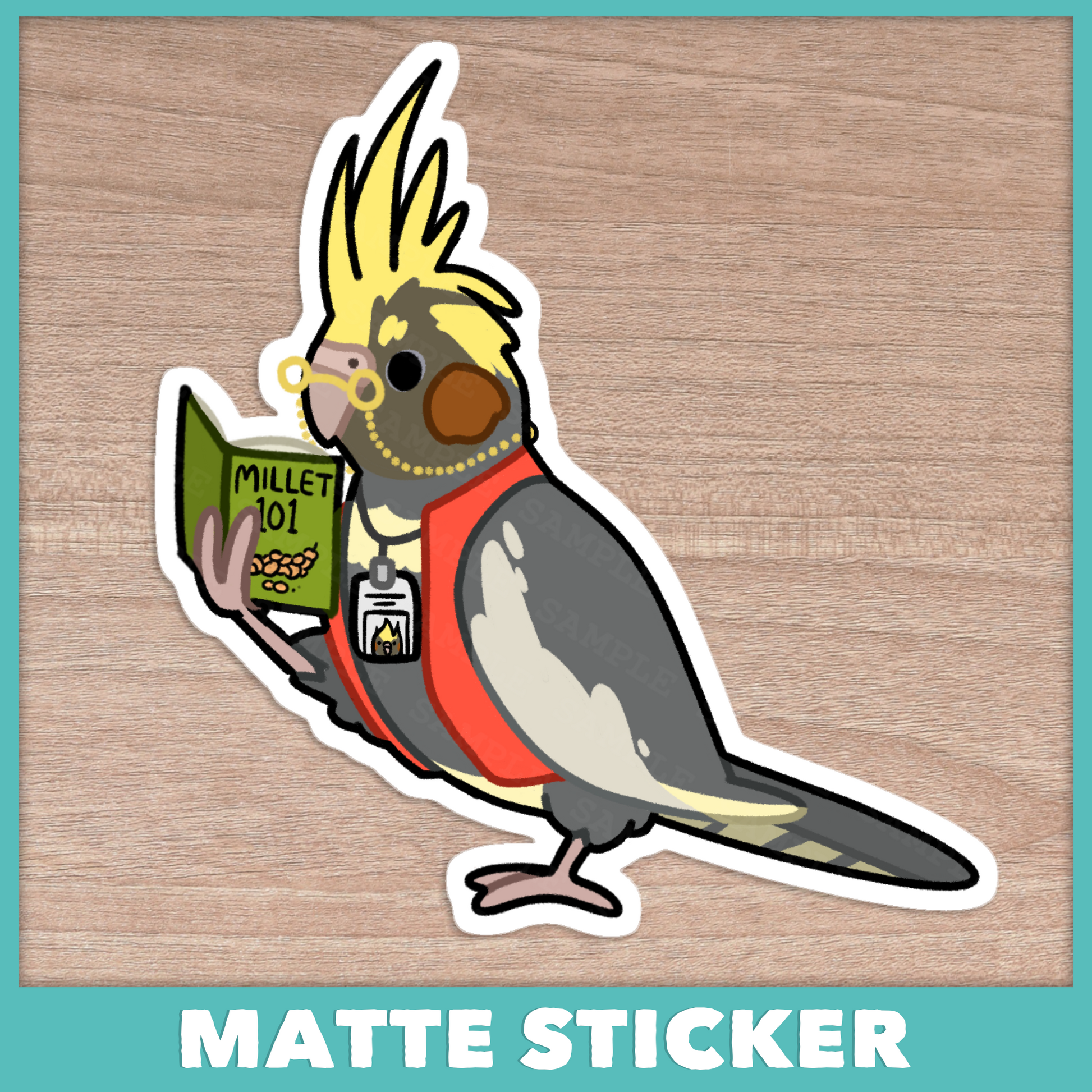 Cockatiel Librarian Sticker
