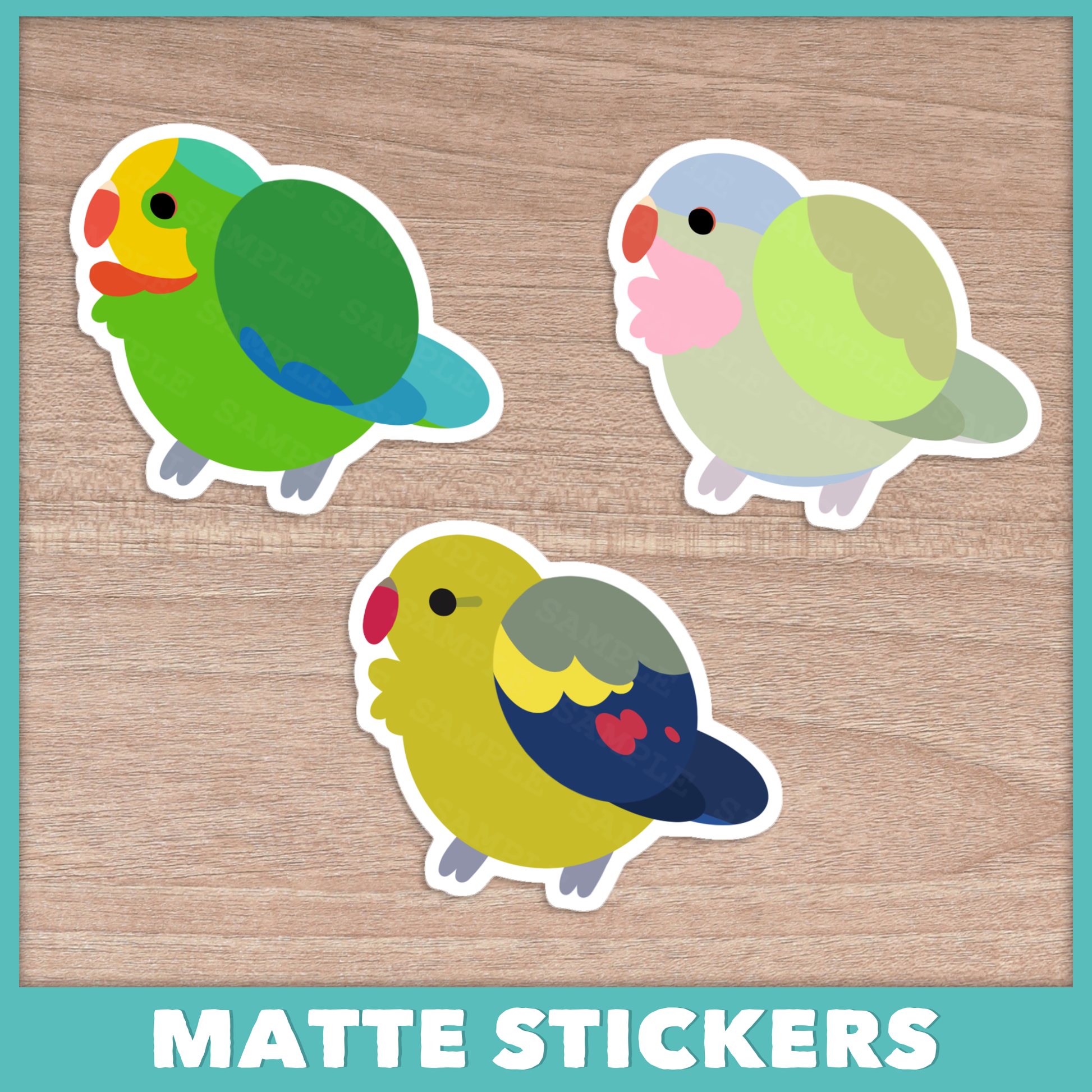 Polytelis Parrots Fluffballs Stickers