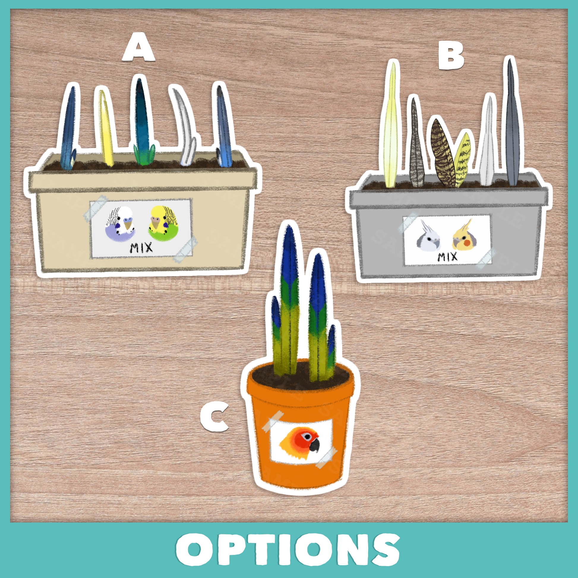 Potted Parrot Stickers