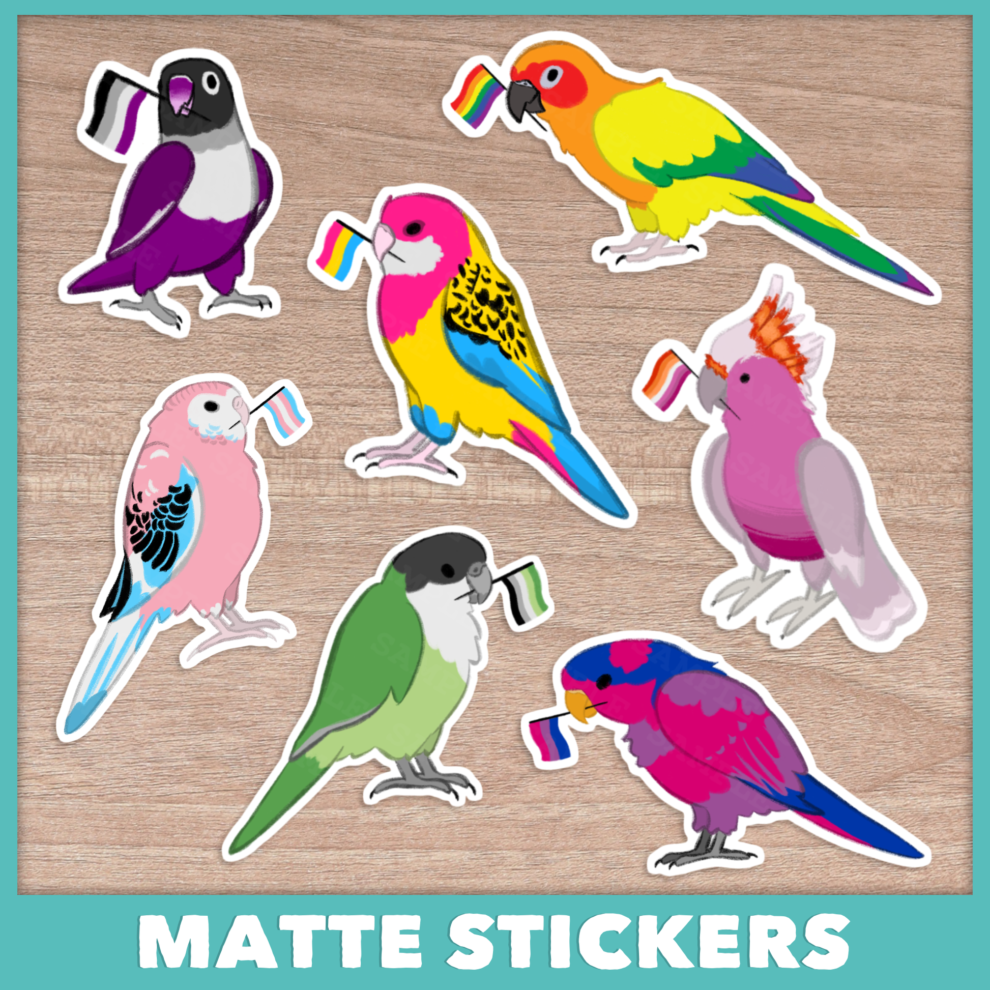 Pride Flag Parrot Stickers