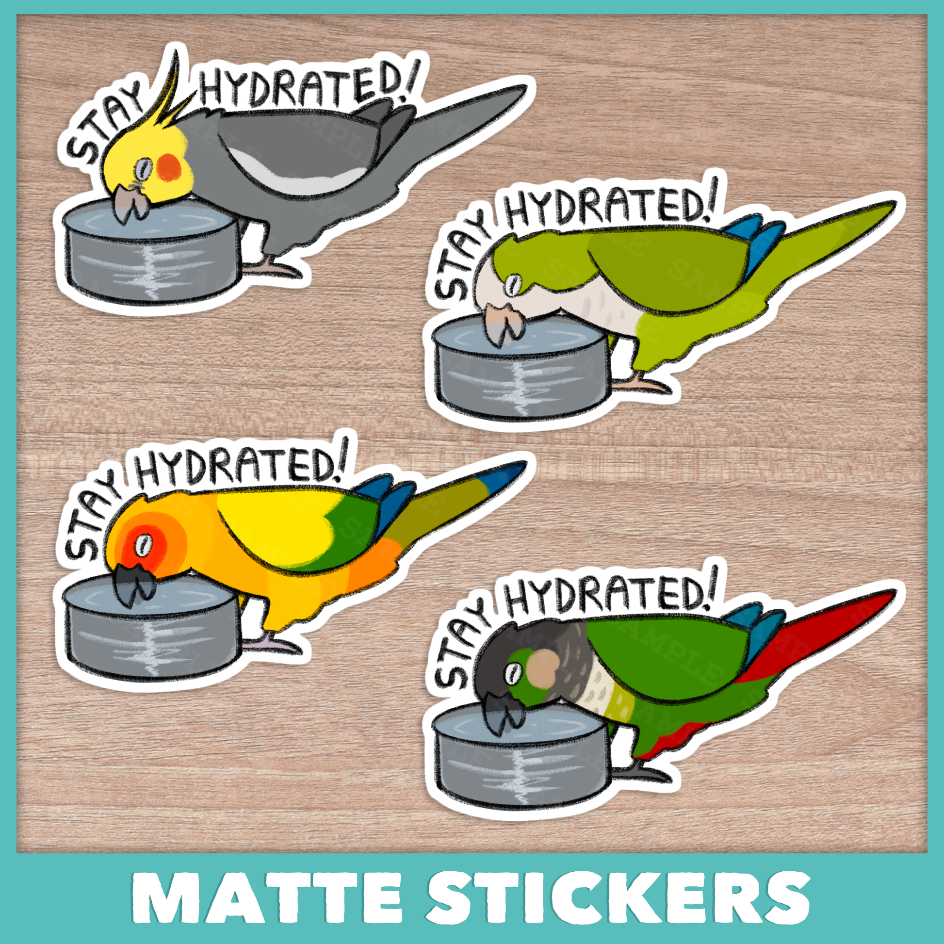 Stay Hydrated Parrot Stickers