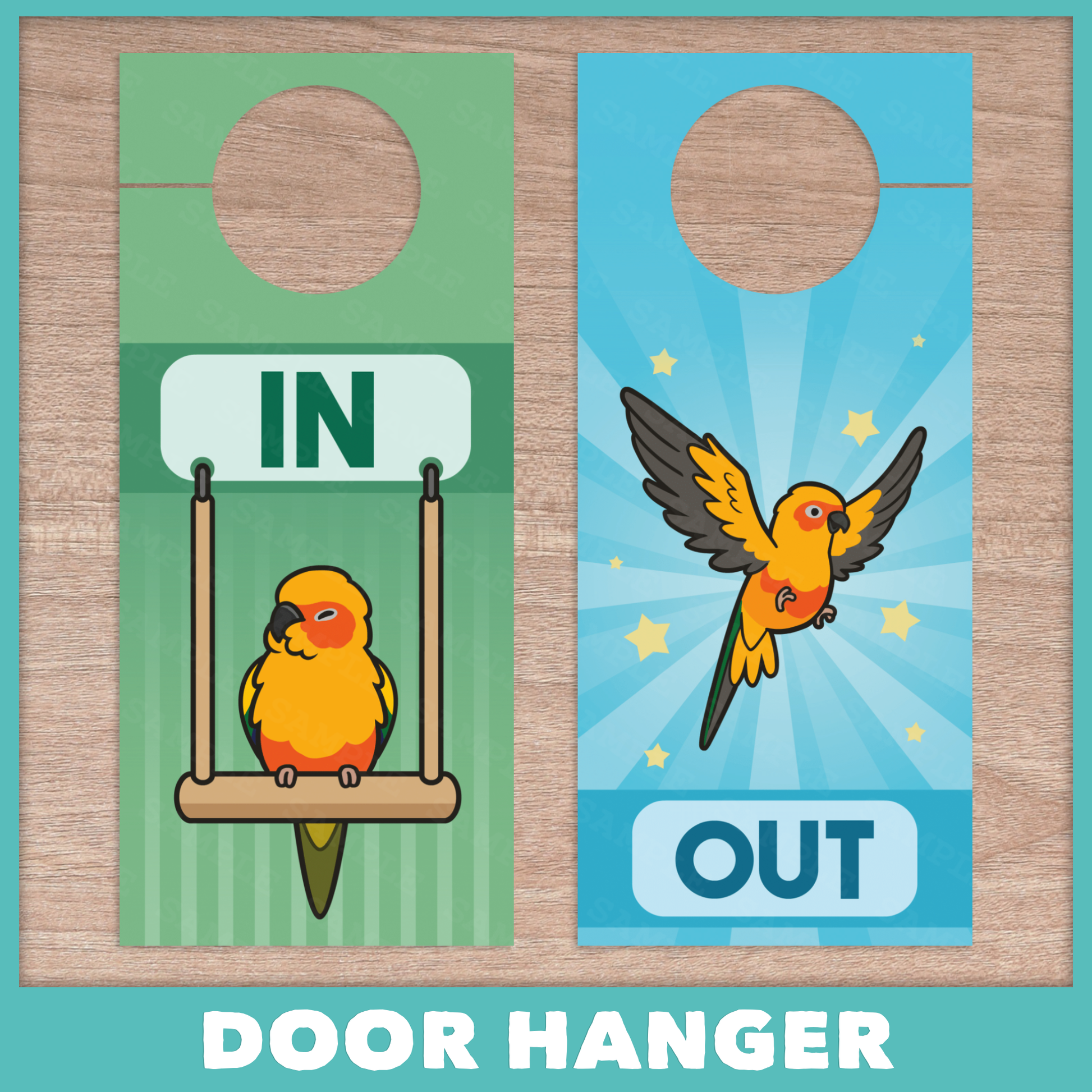In/Out of Cage Door Hanger (Sun Conure) - 2023 Version