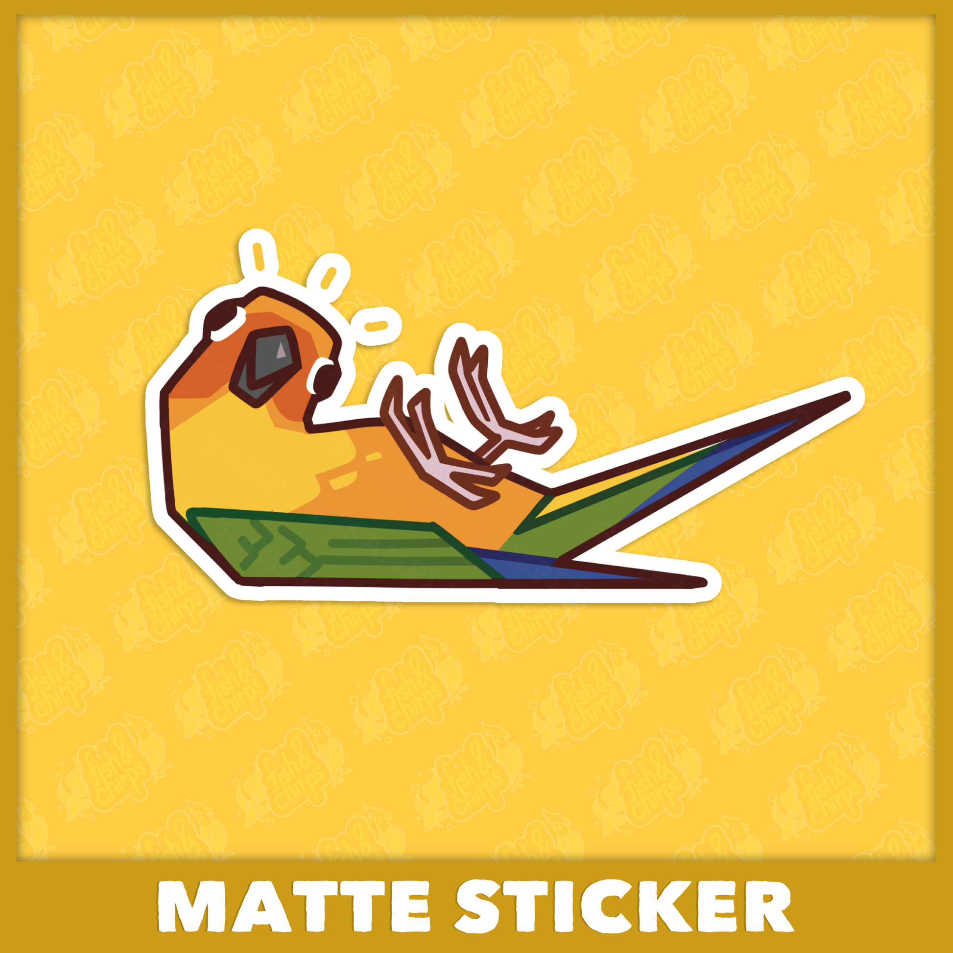 Supine Sun Conure Sticker