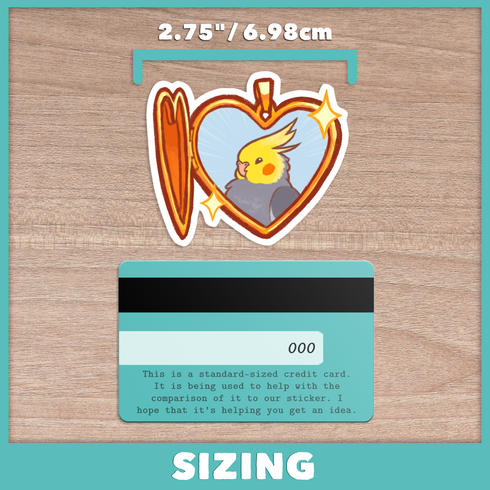 Cockatiel Heart Locket Sticker