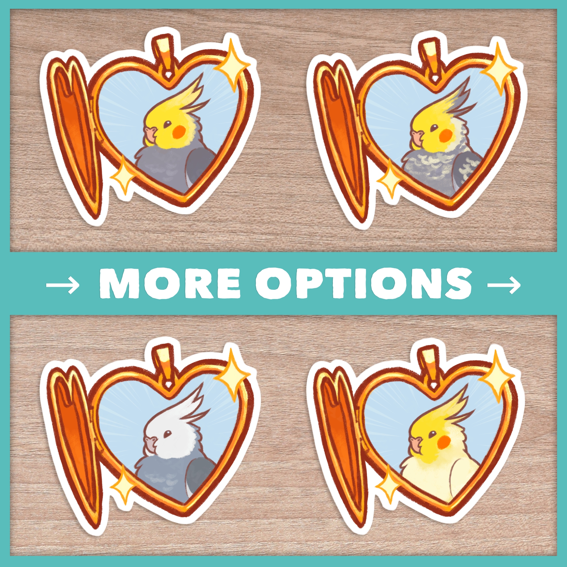 Cockatiel Heart Locket Sticker