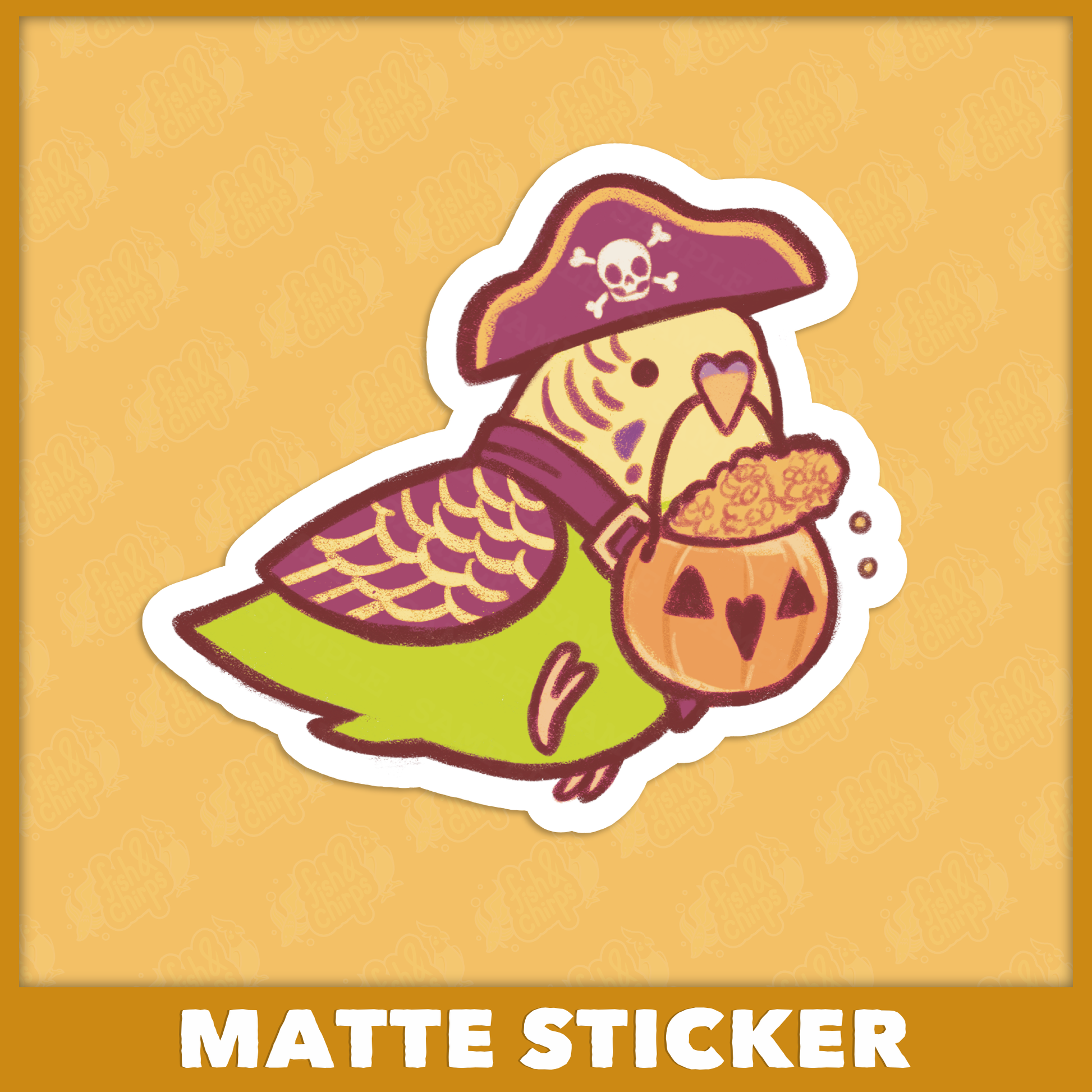 Trick or Treat Budgie Sticker