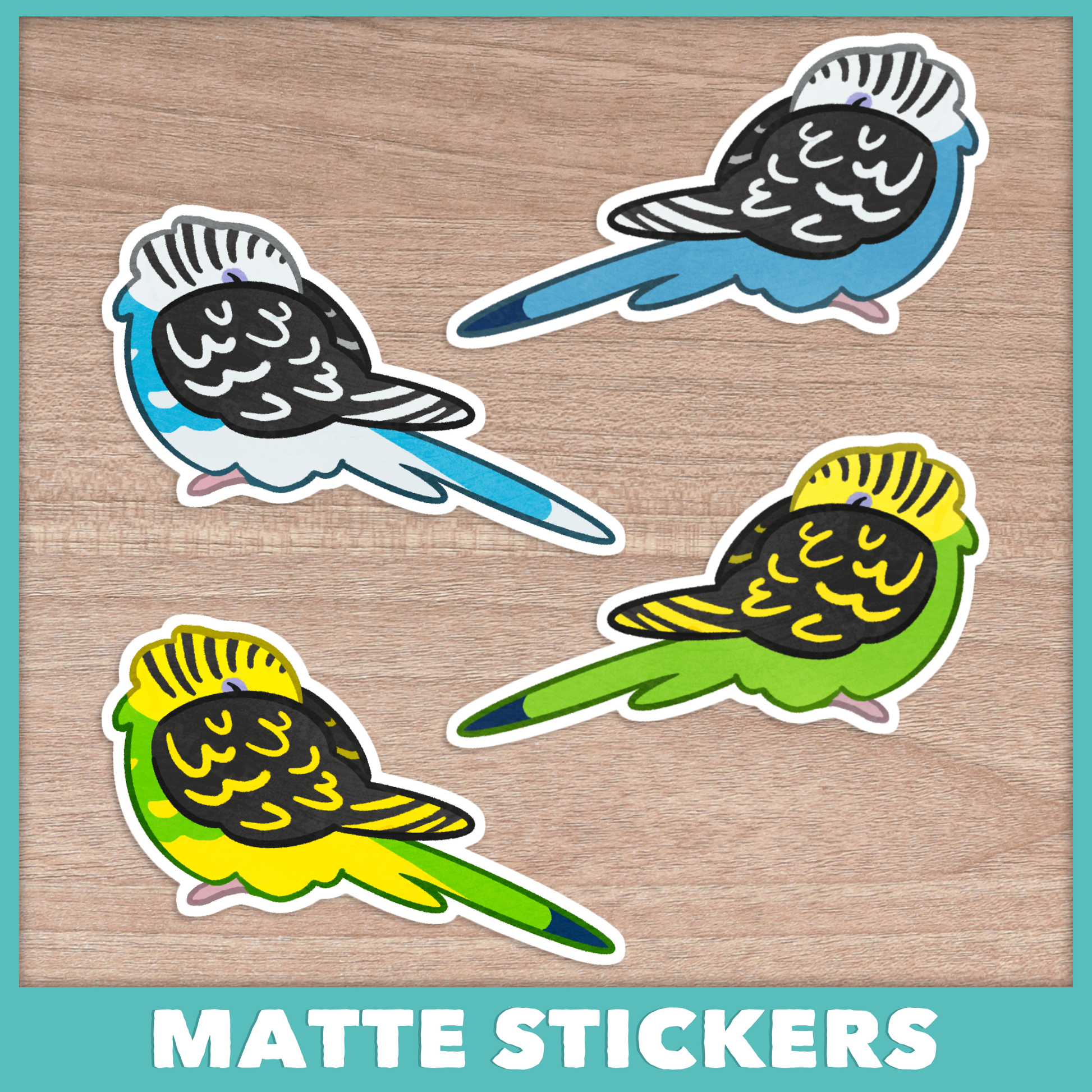 Wing Tuck Sleepy Budgie Stickers