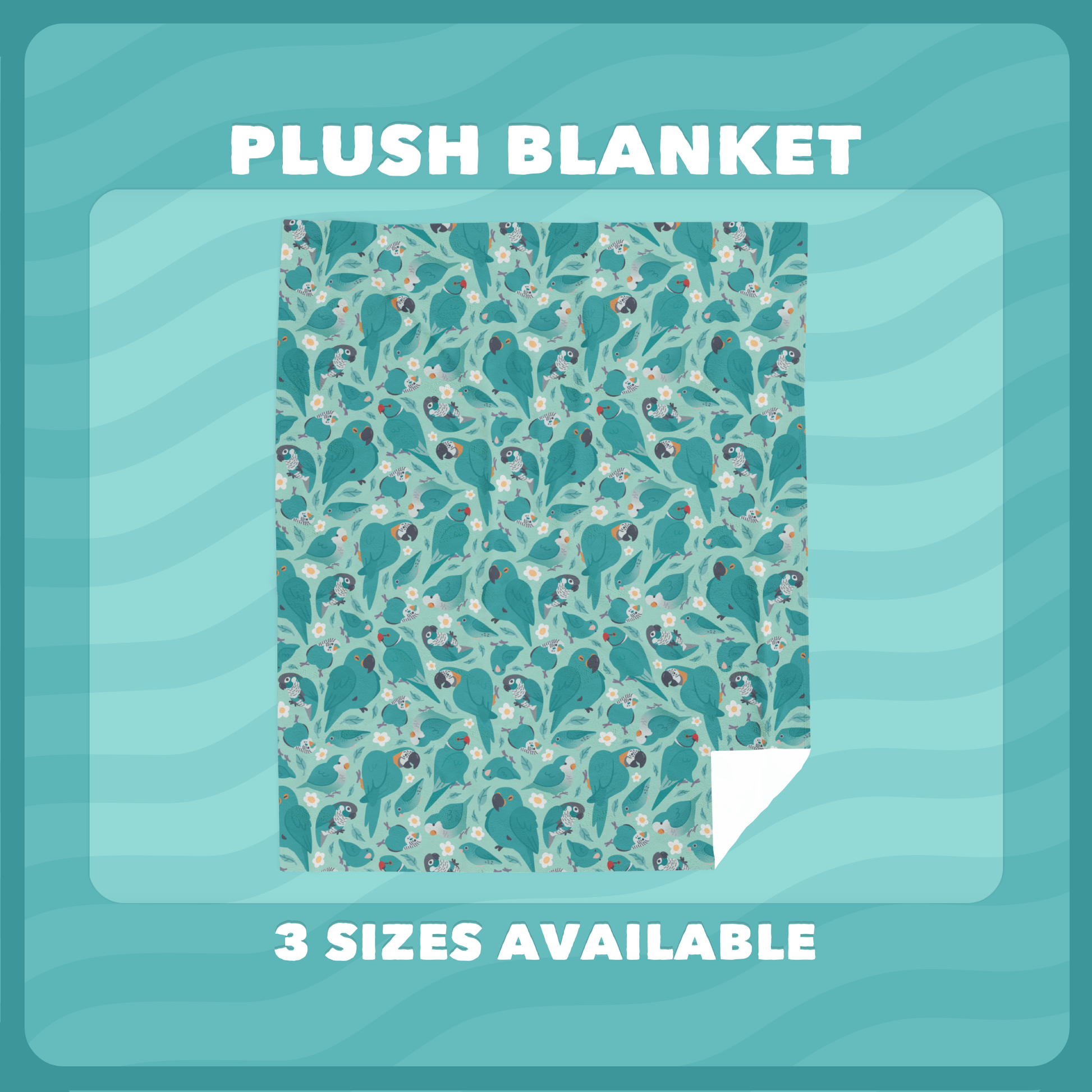 Blue Parrot Pattern Plush Blanket