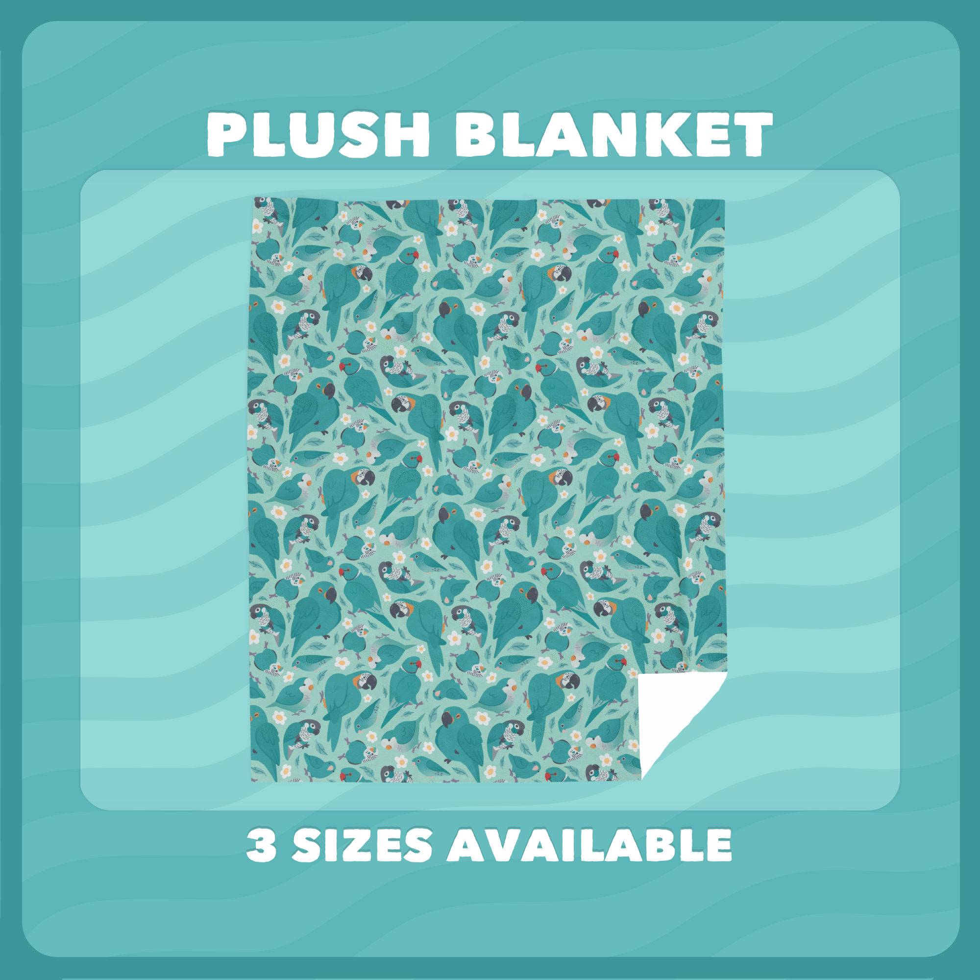 Blue Parrot Pattern Plush Blanket