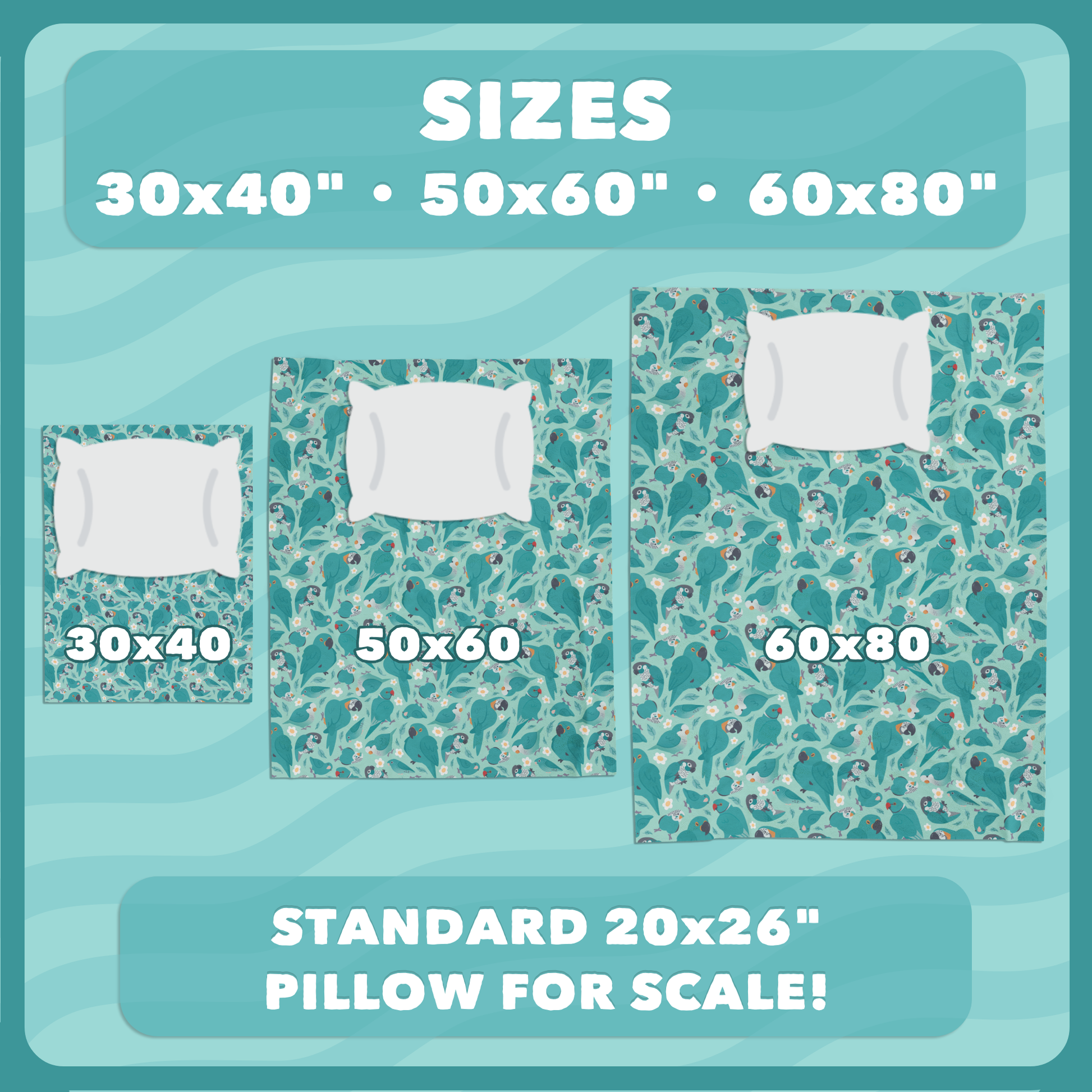 Blue Parrot Pattern Plush Blanket