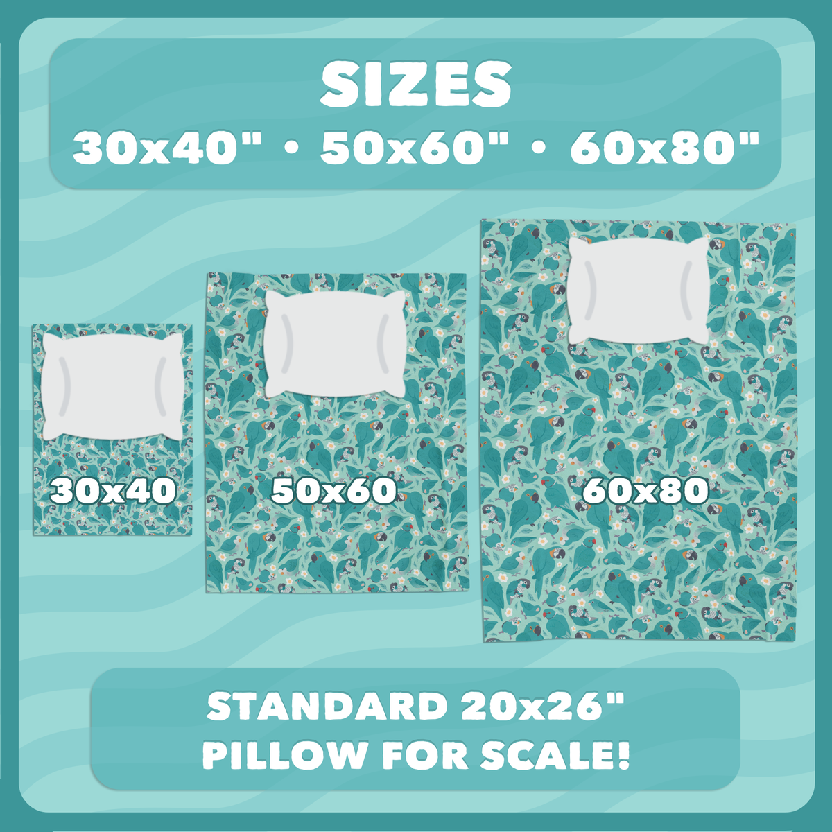 Blue Parrot Pattern Plush Blanket