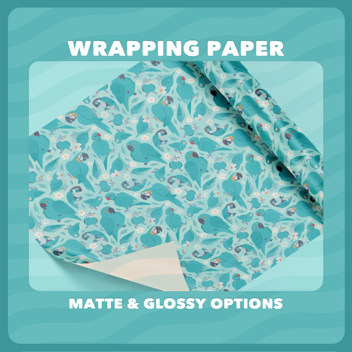 Blue Parrot Pattern Wrapping Paper