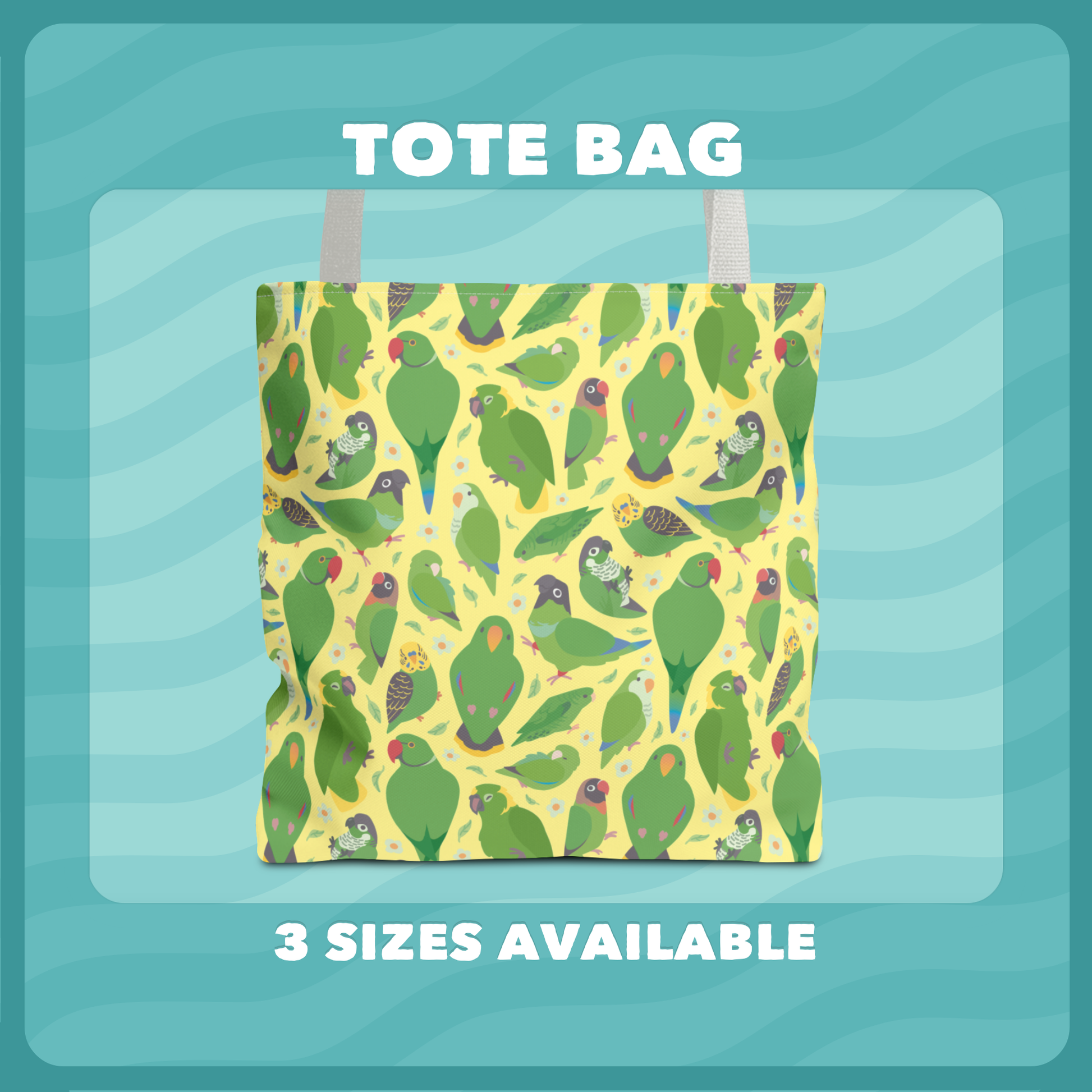 Green Parrot Species Pattern Tote Bag