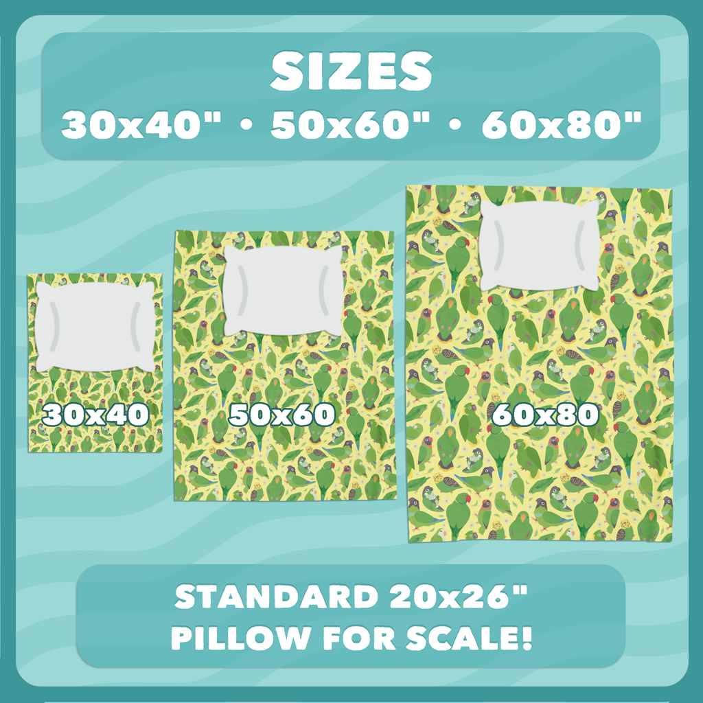 Green Parrot Pattern Plush Blanket