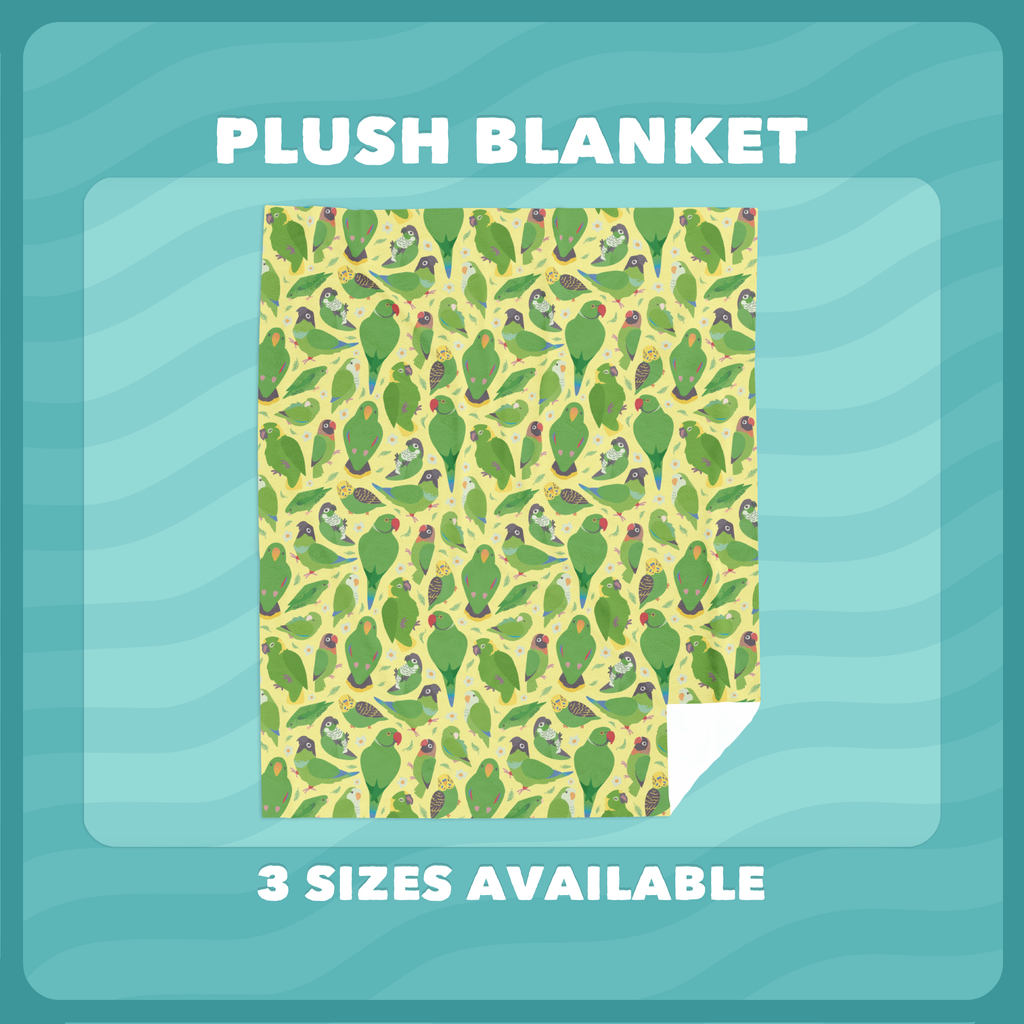 Green Parrot Pattern Plush Blanket