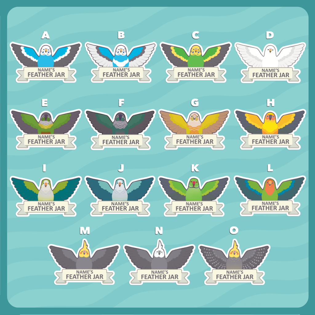Custom Feather Jar Sticker for Parrots