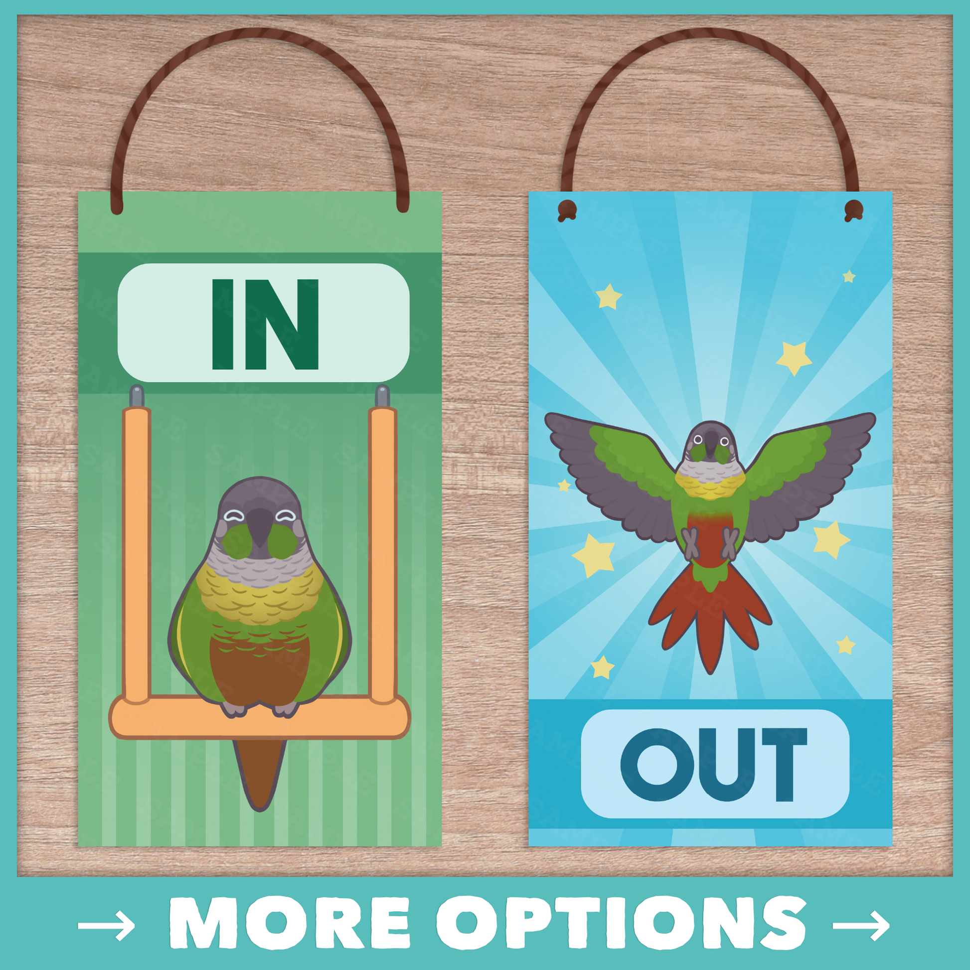 In/Out of Cage Door Hanger (Green Cheek Conure) - 2025 Version!