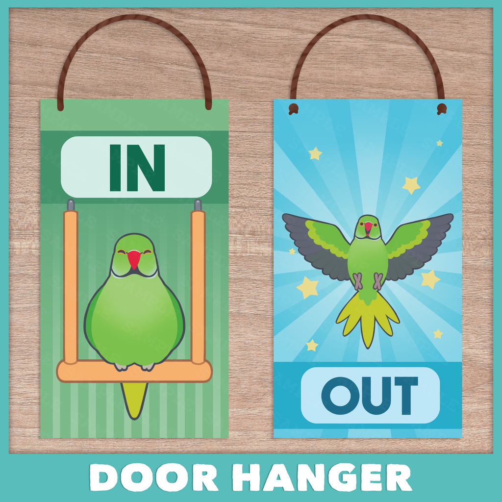 In/Out of Cage Door Hanger (Indian Ringneck) - 2025 Version!