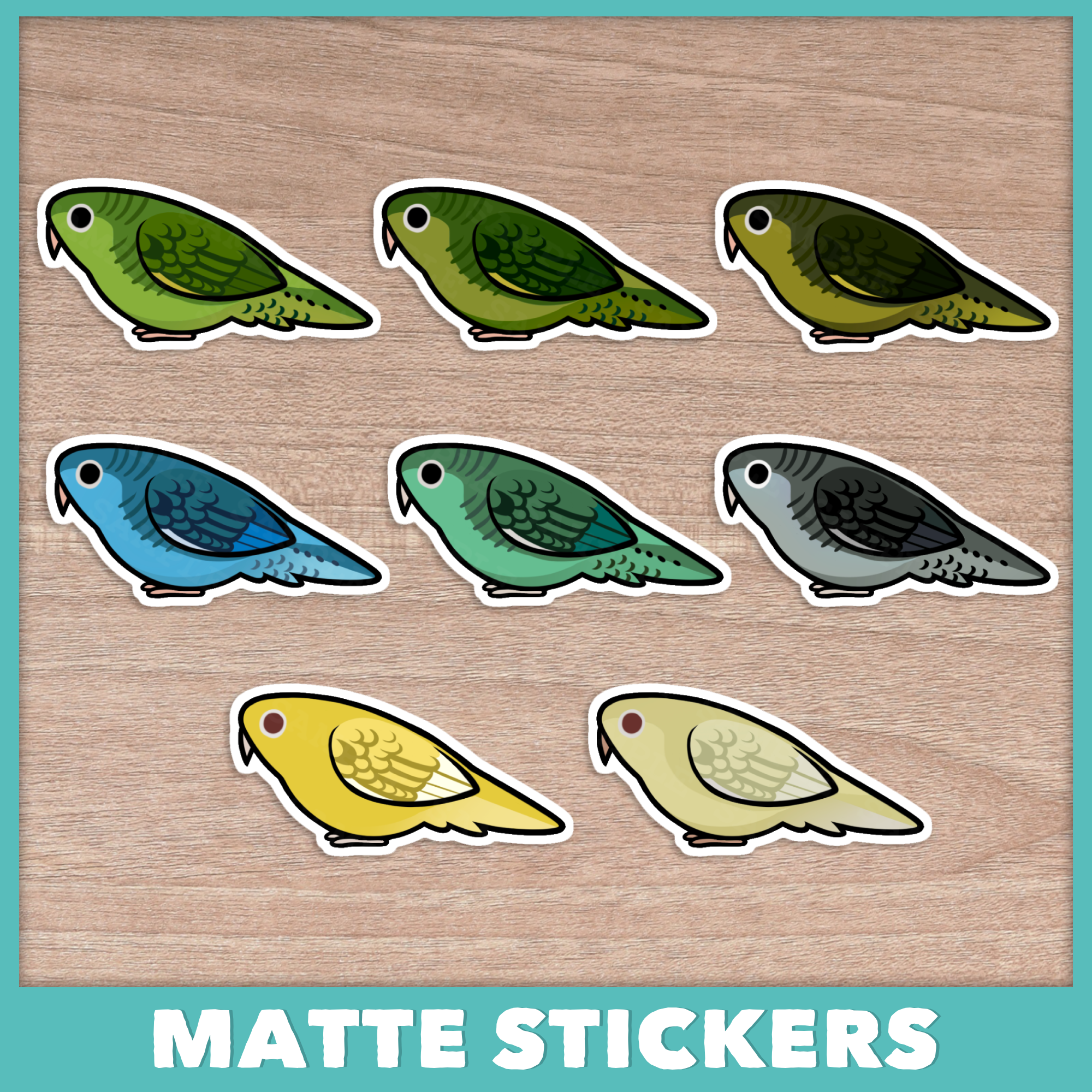 Lineolated/Barred Parakeet (Linnies) Waterproof Stickers