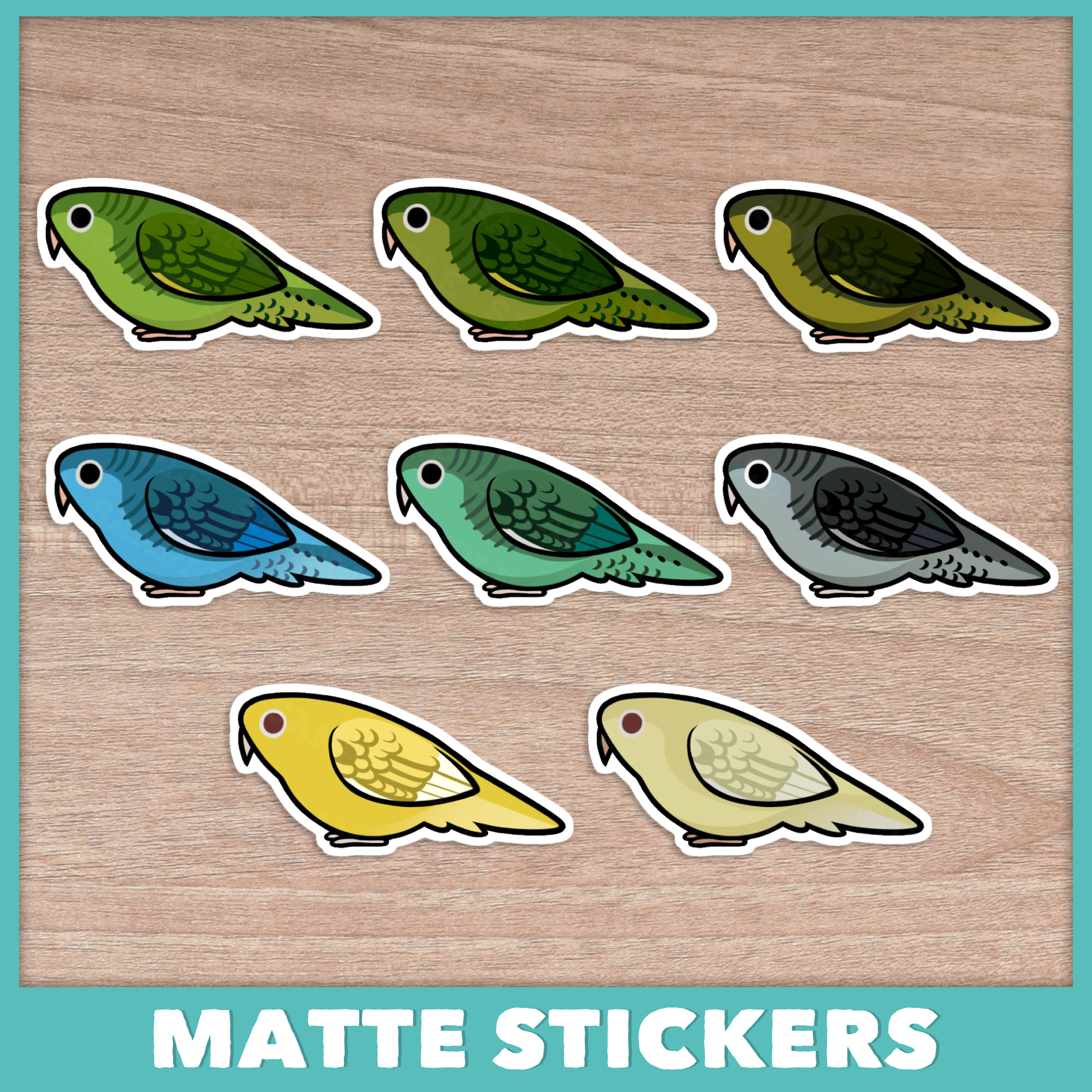 Lineolated/Barred Parakeet (Linnies) Waterproof Stickers