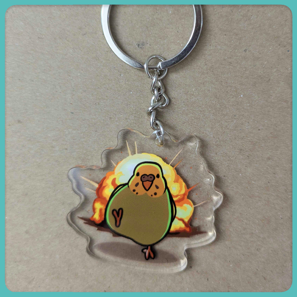 Explosion Budgie Acrylic Charm Keychain