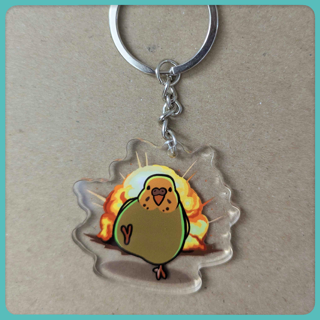 Explosion Budgie Acrylic Charm Keychain