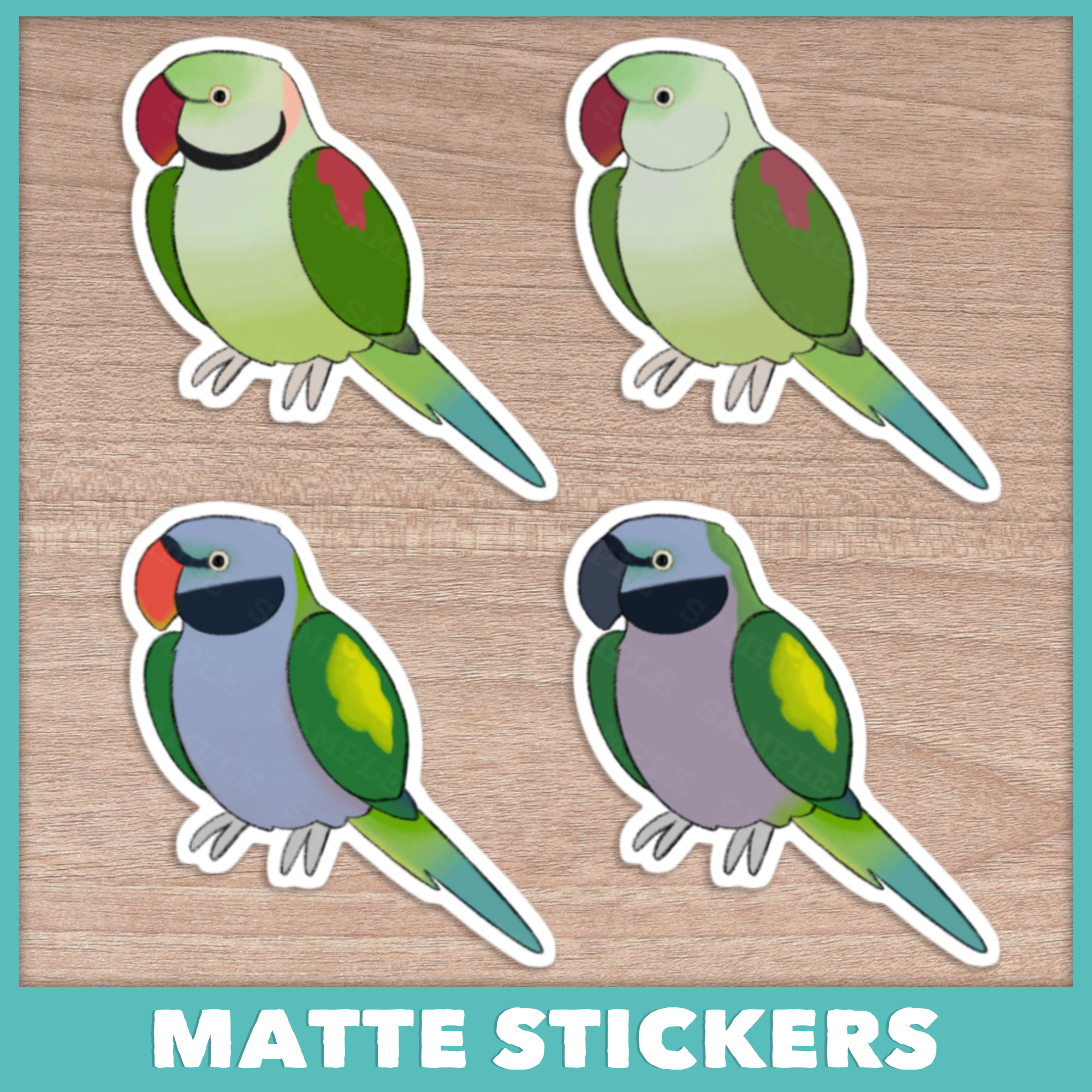 Alexandrine and Derbyan Stickers