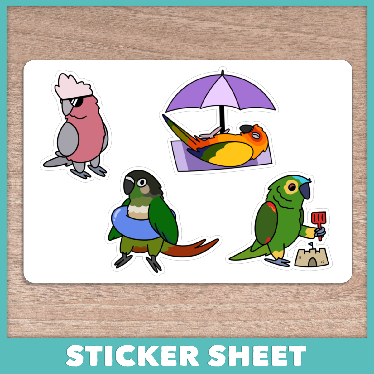 Beach Day Parrot Sticker Sheet