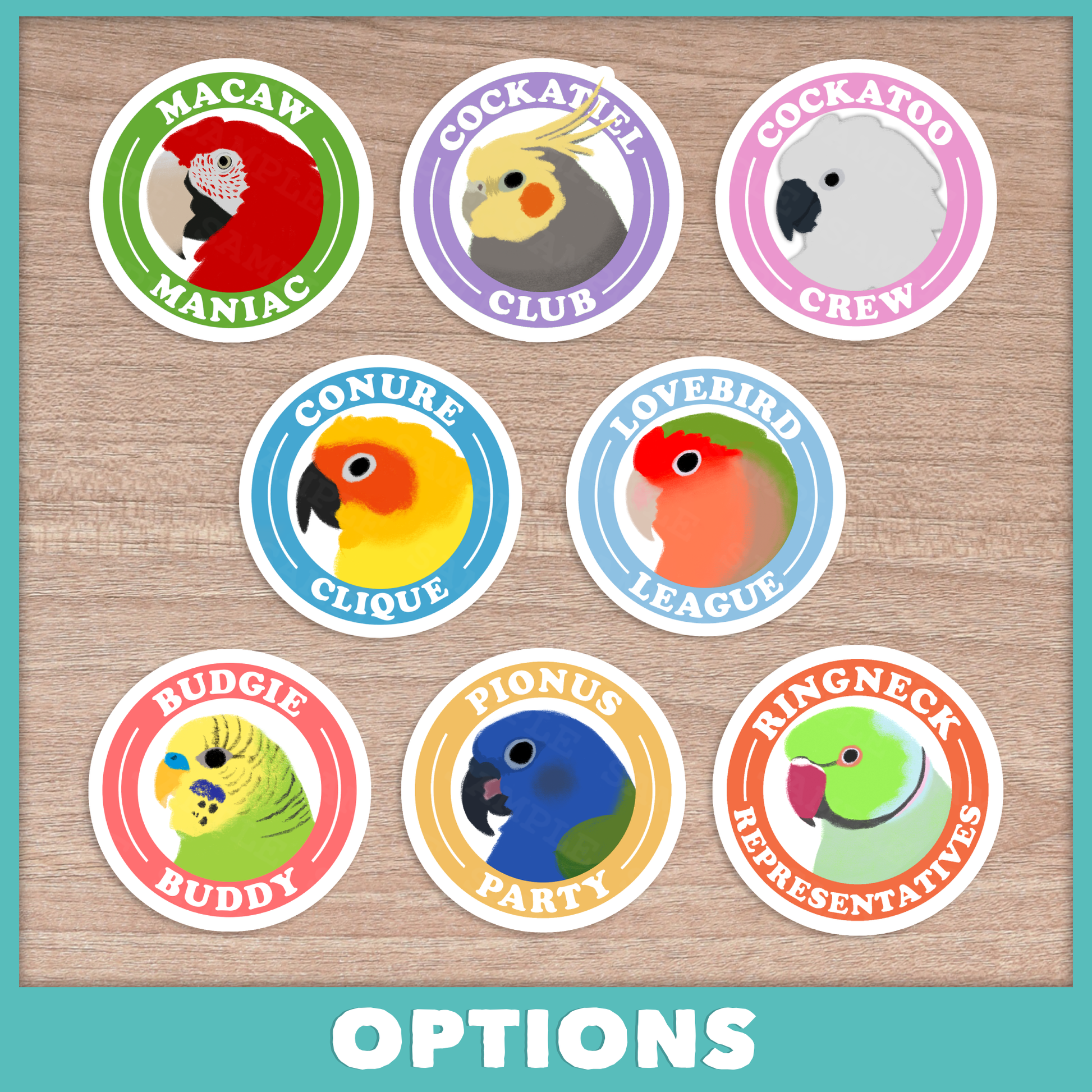 Parrot Species Club Stickers