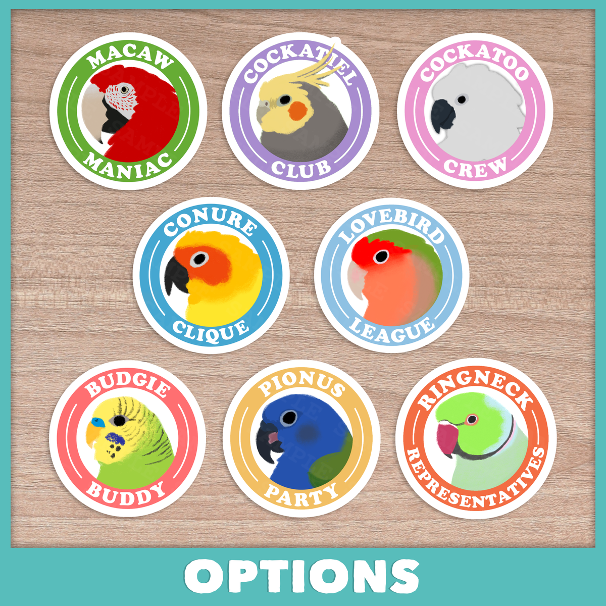 Parrot Species Club Stickers