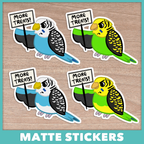 Budgie Protest Stickers