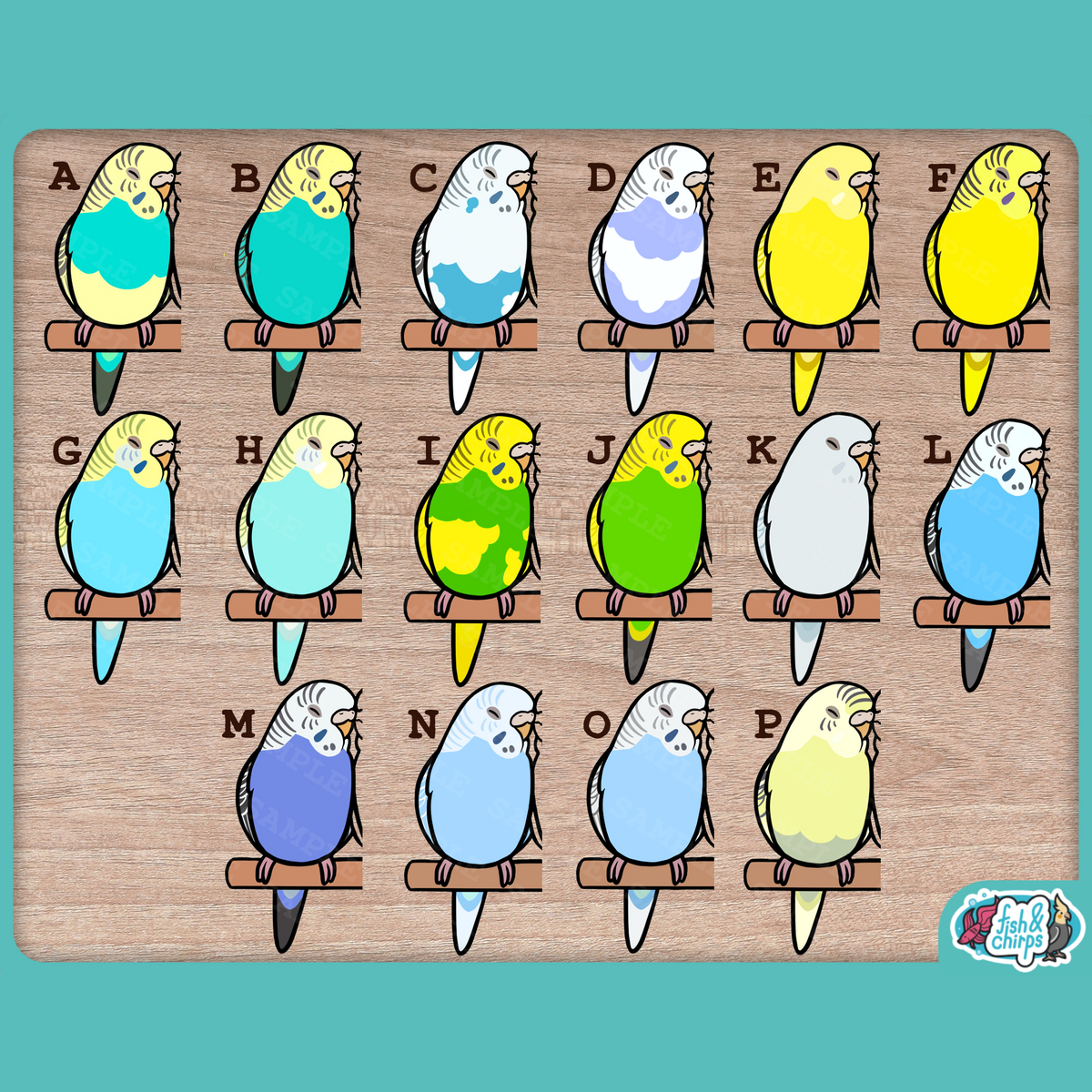 Custom Budgie Pair Stickers