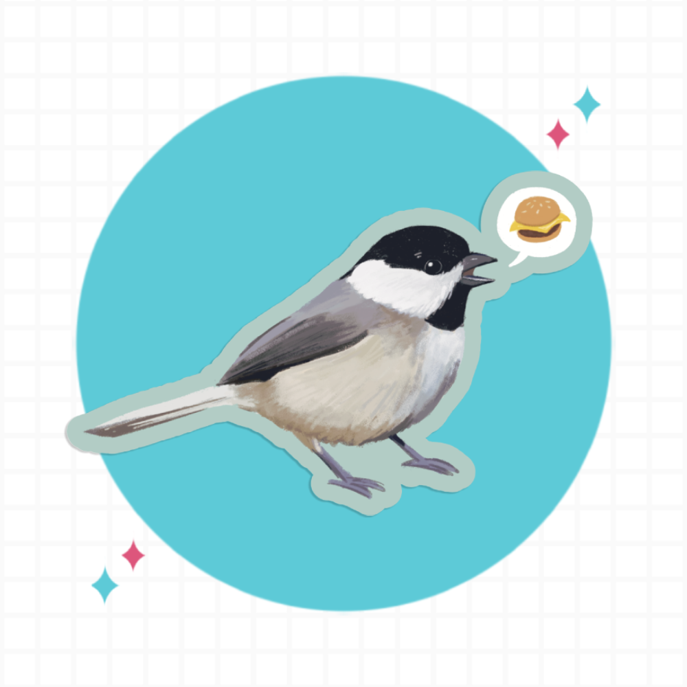 Cheeseburger Chickadee Sticker